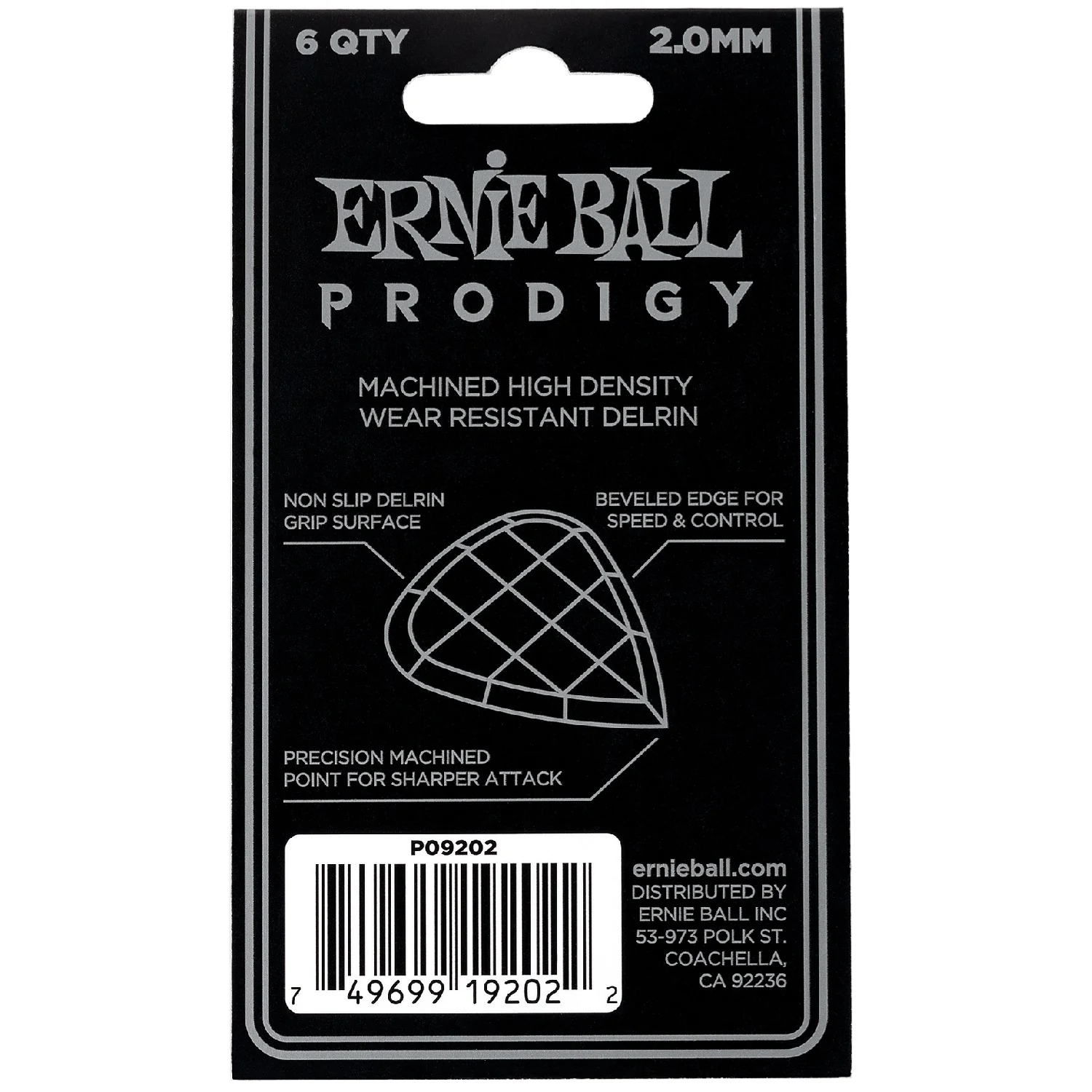Ernie Ball 9202 Standard Prodigy Guitar Picks - Pack of 6 - 2.0mm White - Image 3