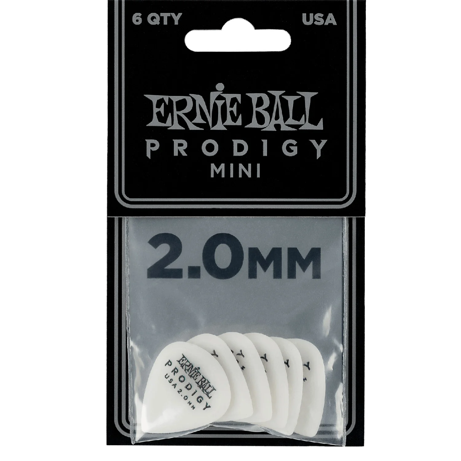 Ernie Ball 9203 Mini Prodigy Guitar Picks - Pack of 6 - 2.0mm White - Image 2
