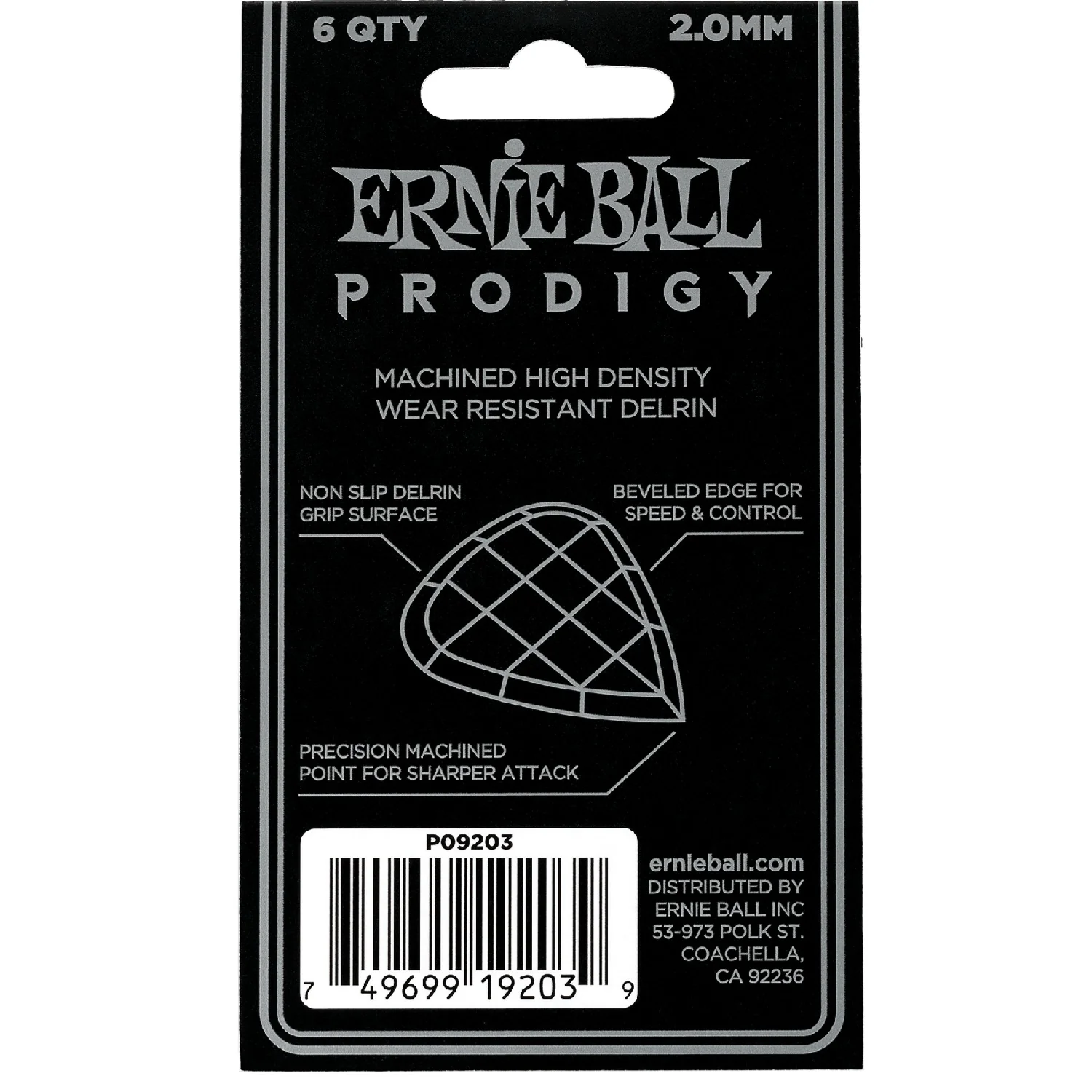 Ernie Ball 9203 Mini Prodigy Guitar Picks - Pack of 6 - 2.0mm White - Image 3