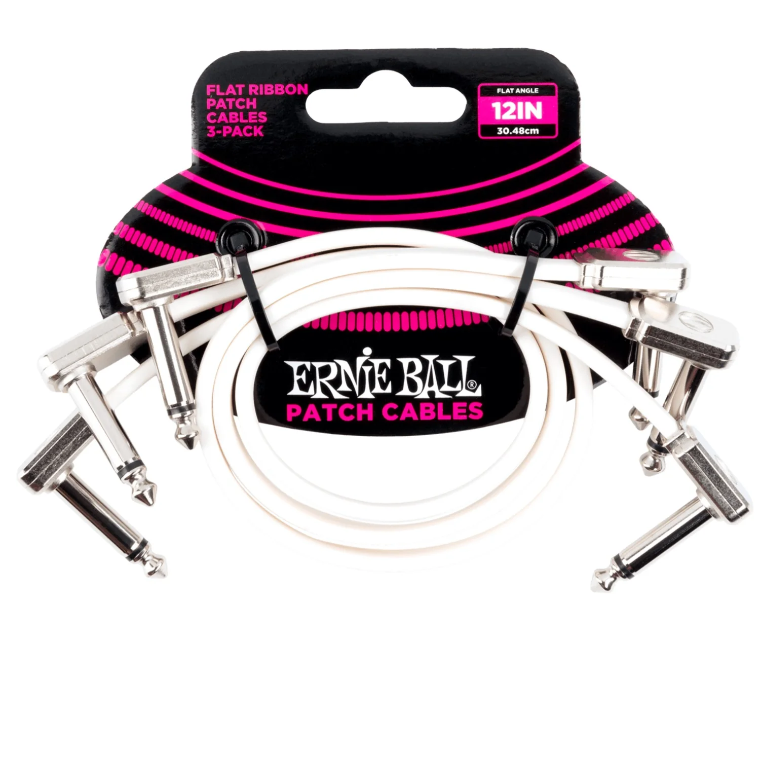 Ernie Ball Flat Ribbon Patch Cable - White  Pack of 3 - Image 3