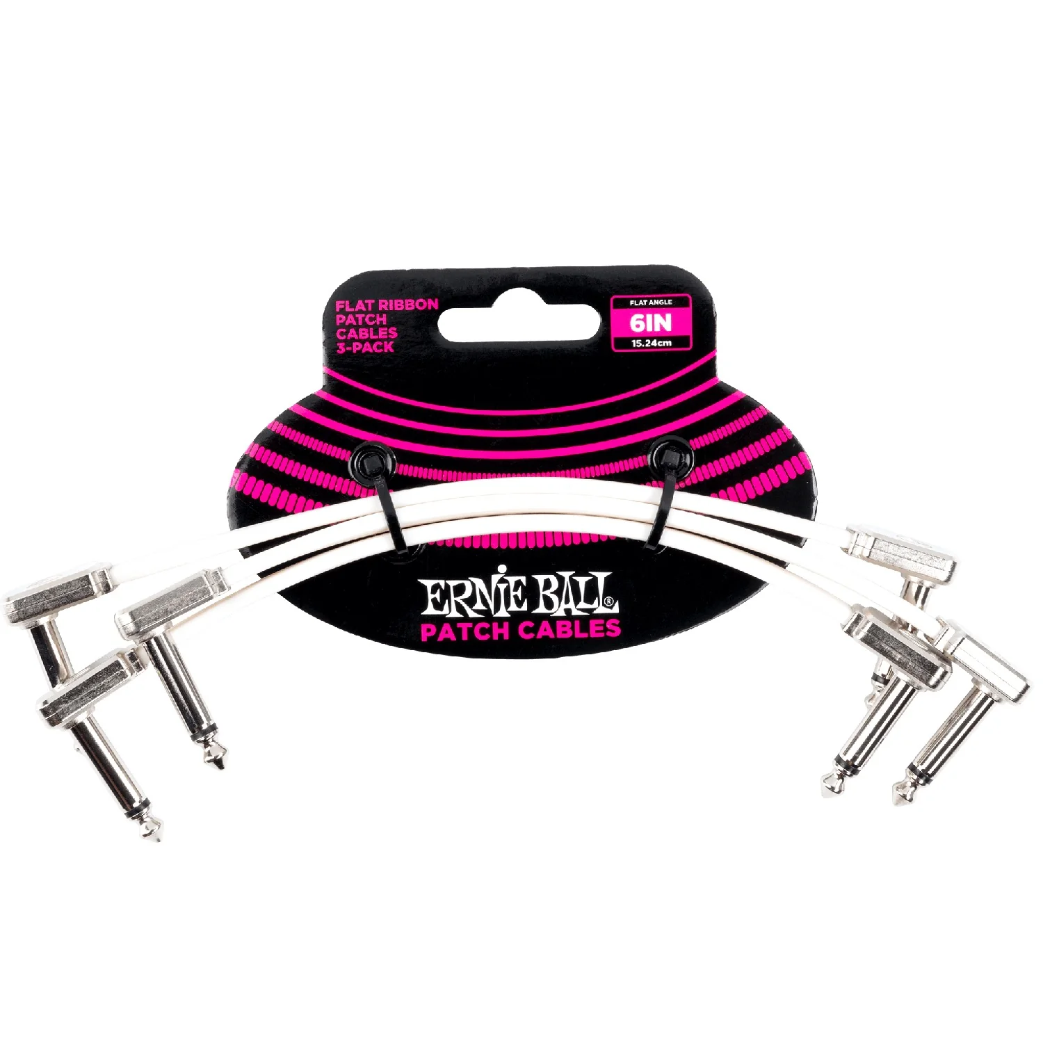 Ernie Ball Flat Ribbon Patch Cable - White  Pack of 3 - Image 6