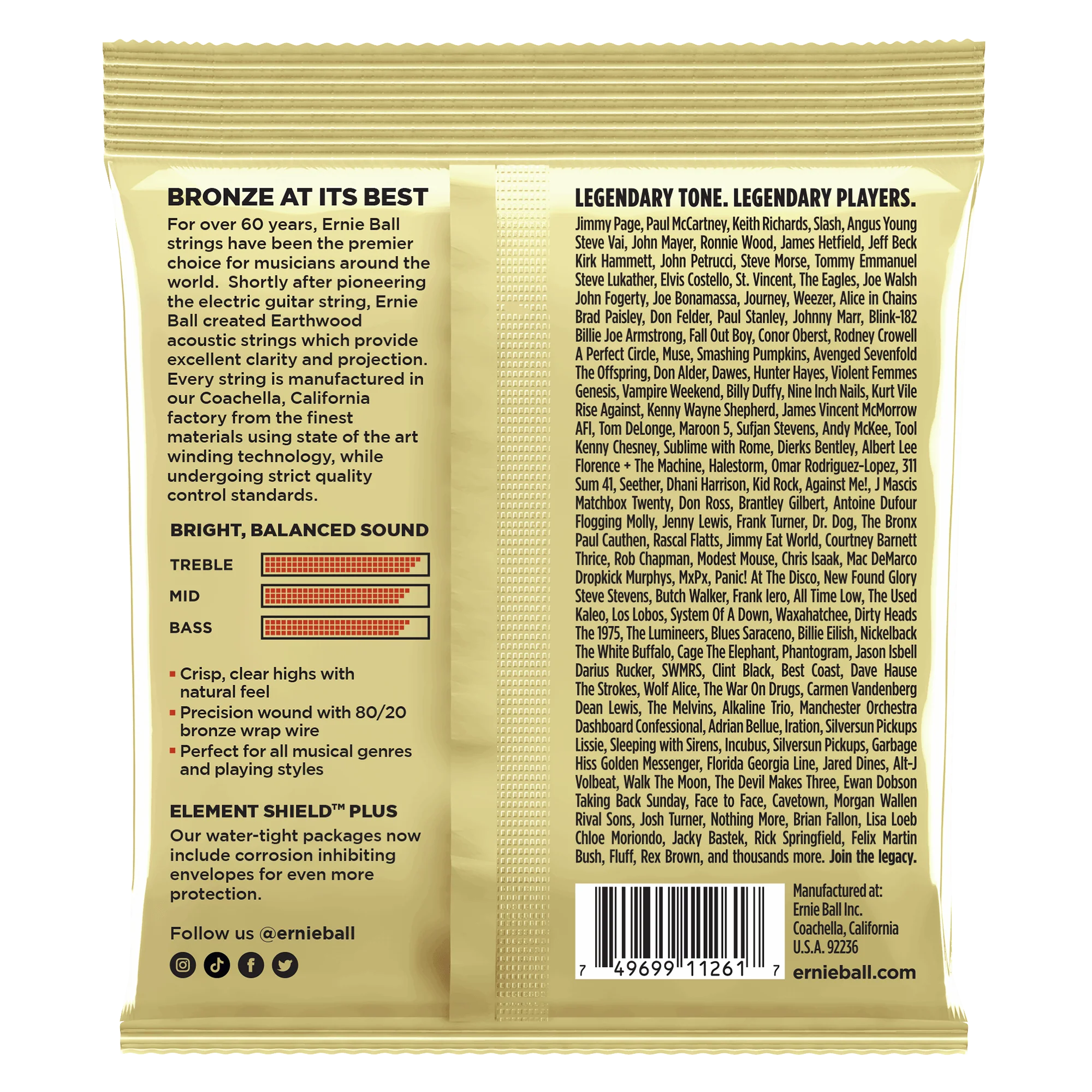 Ernie Ball Medium Earthwood 80/20 Bronze Acoustic Guitar Strings - Image 2