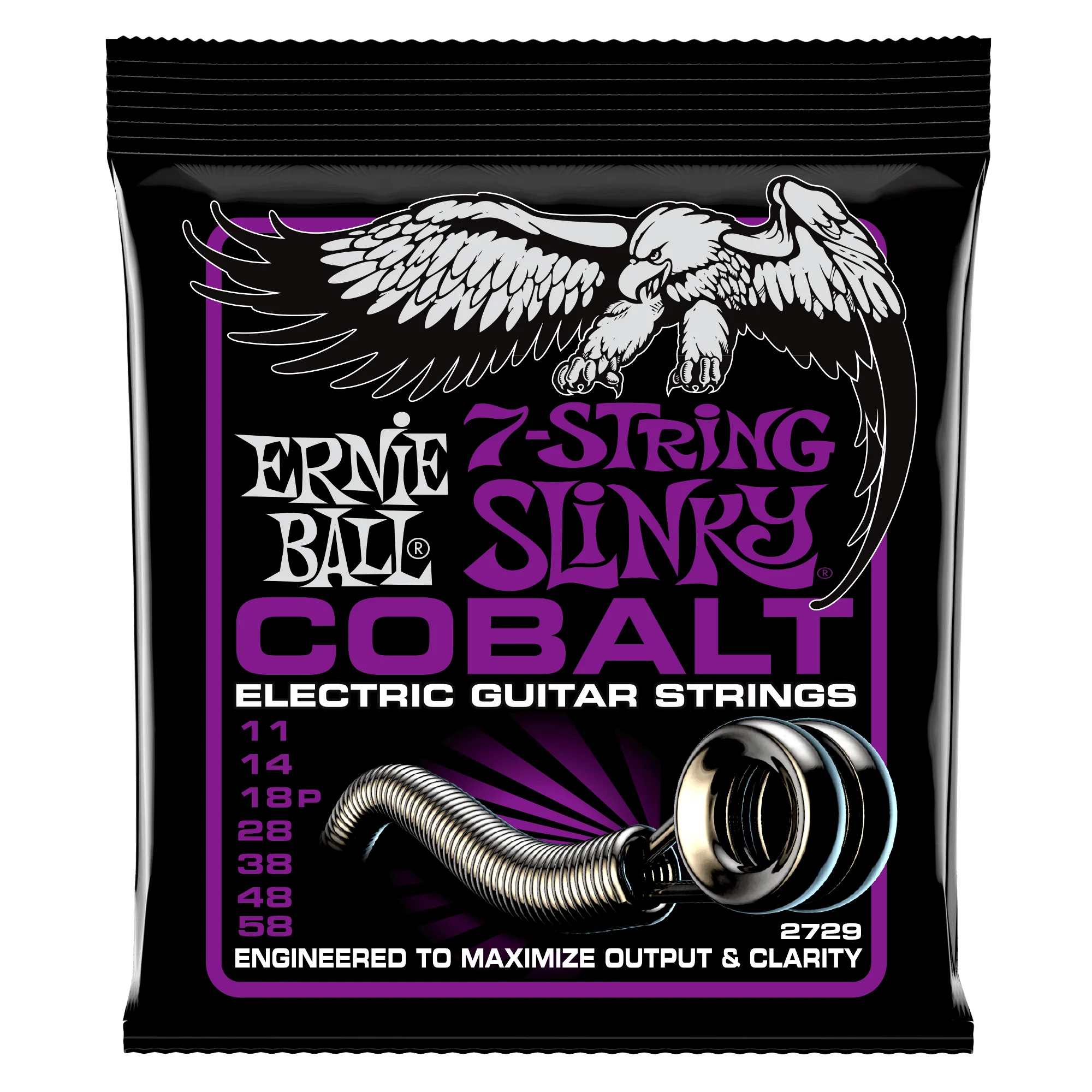 Ernie Ball 2729 Power Slinky Cobalt 7-String Electric Guitar Strings - 11-58