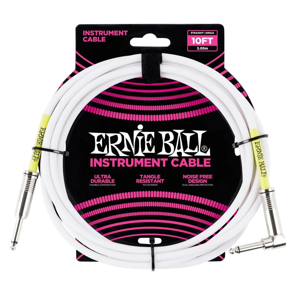 Ernie Ball Ultradurable Straight-Angle Instrument Cable - White - Open Box