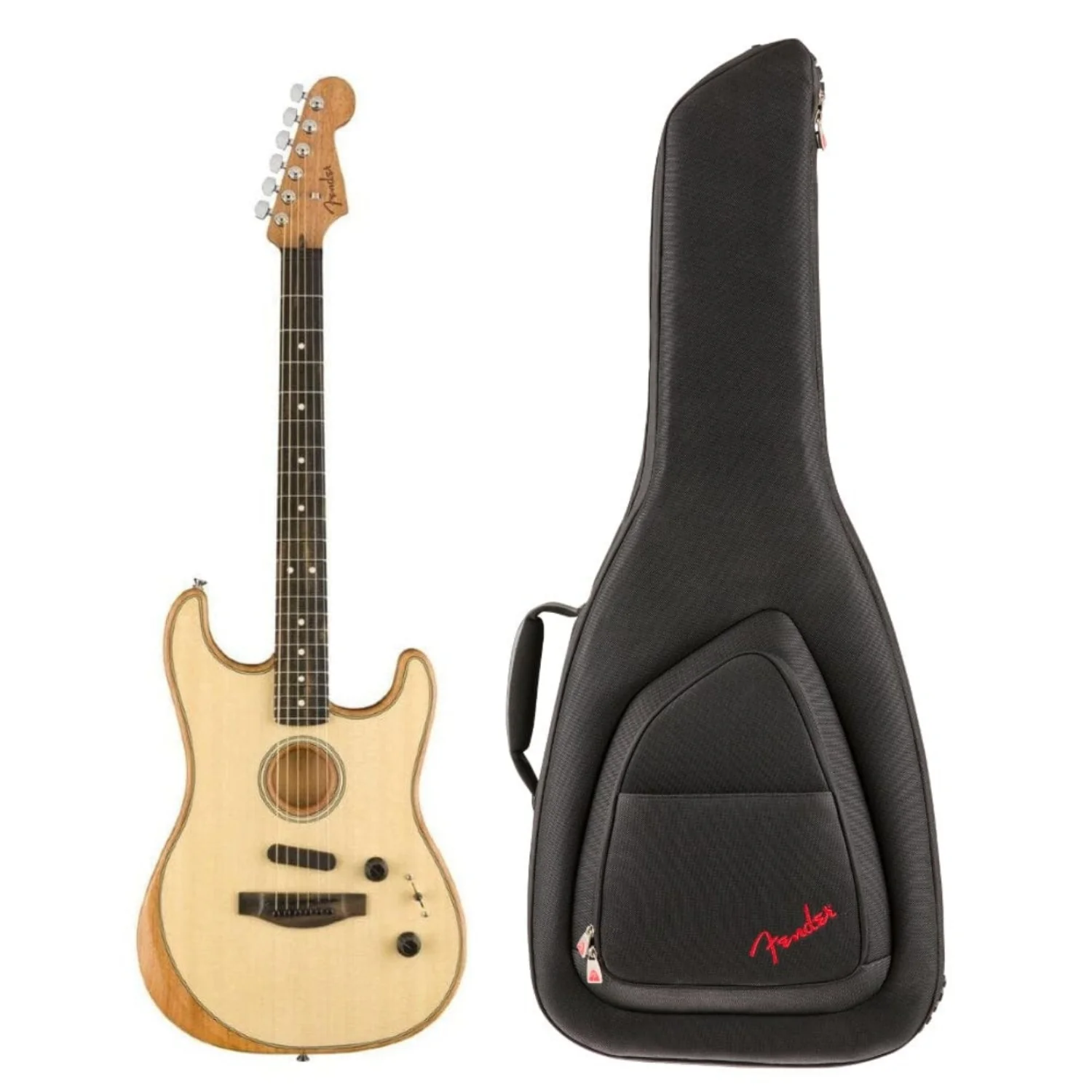 Fender Acoustasonic Stratocaster 6-Strings Electro Acoustic Guitar With Gig Bag - Image 8