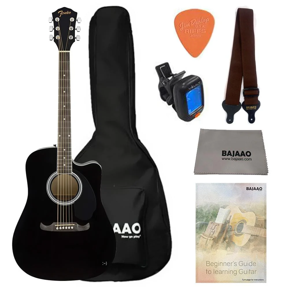 Fender FA-125CE Dreadnought Electro Acoustic Guitar  Bundle with Gigbag, Picks, Strap and Polishing Cloth - Image 5