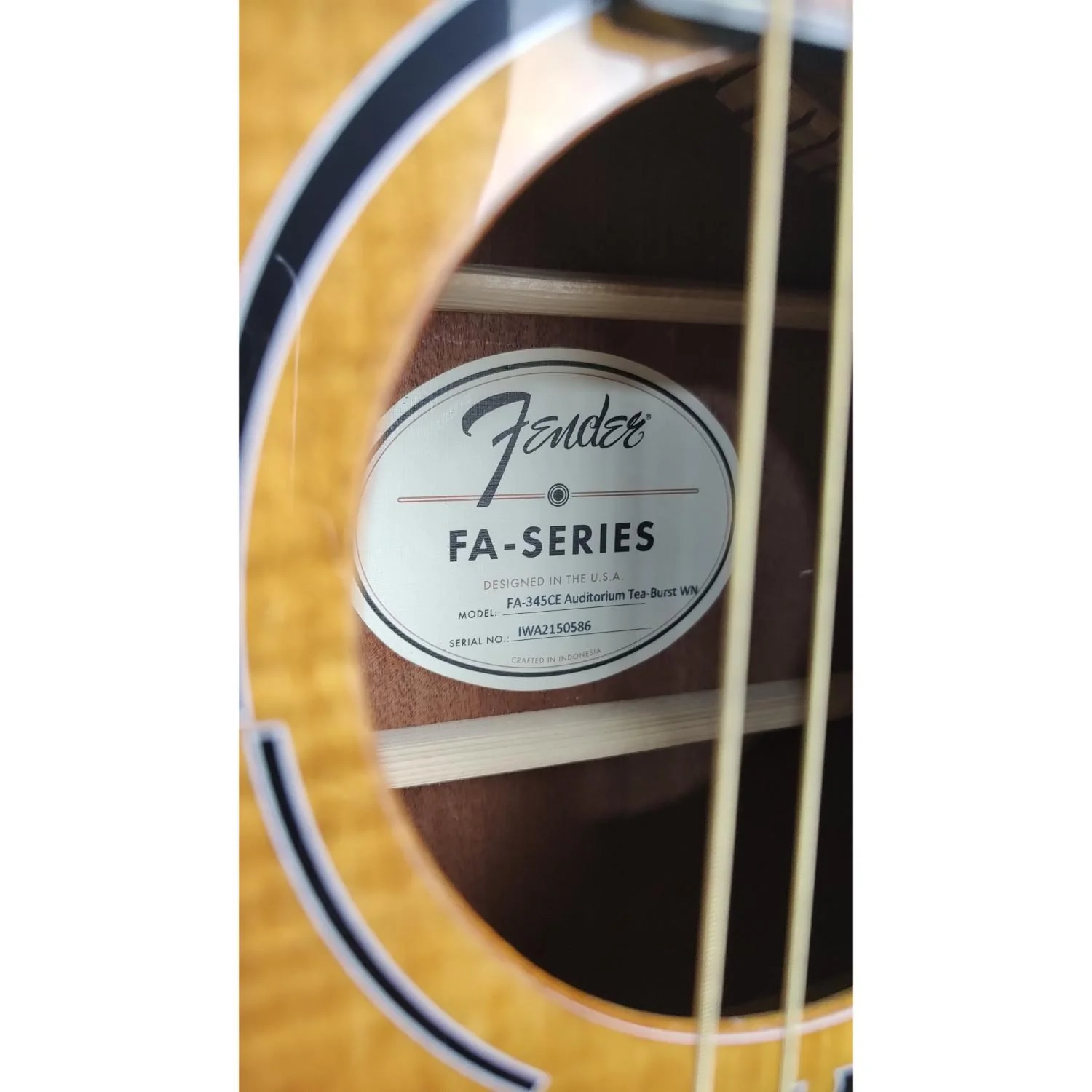 Fender FA-345CE Auditorium Electro Acoustic Guitar - 3 Tone Tea Burst - Open Box - Image 4
