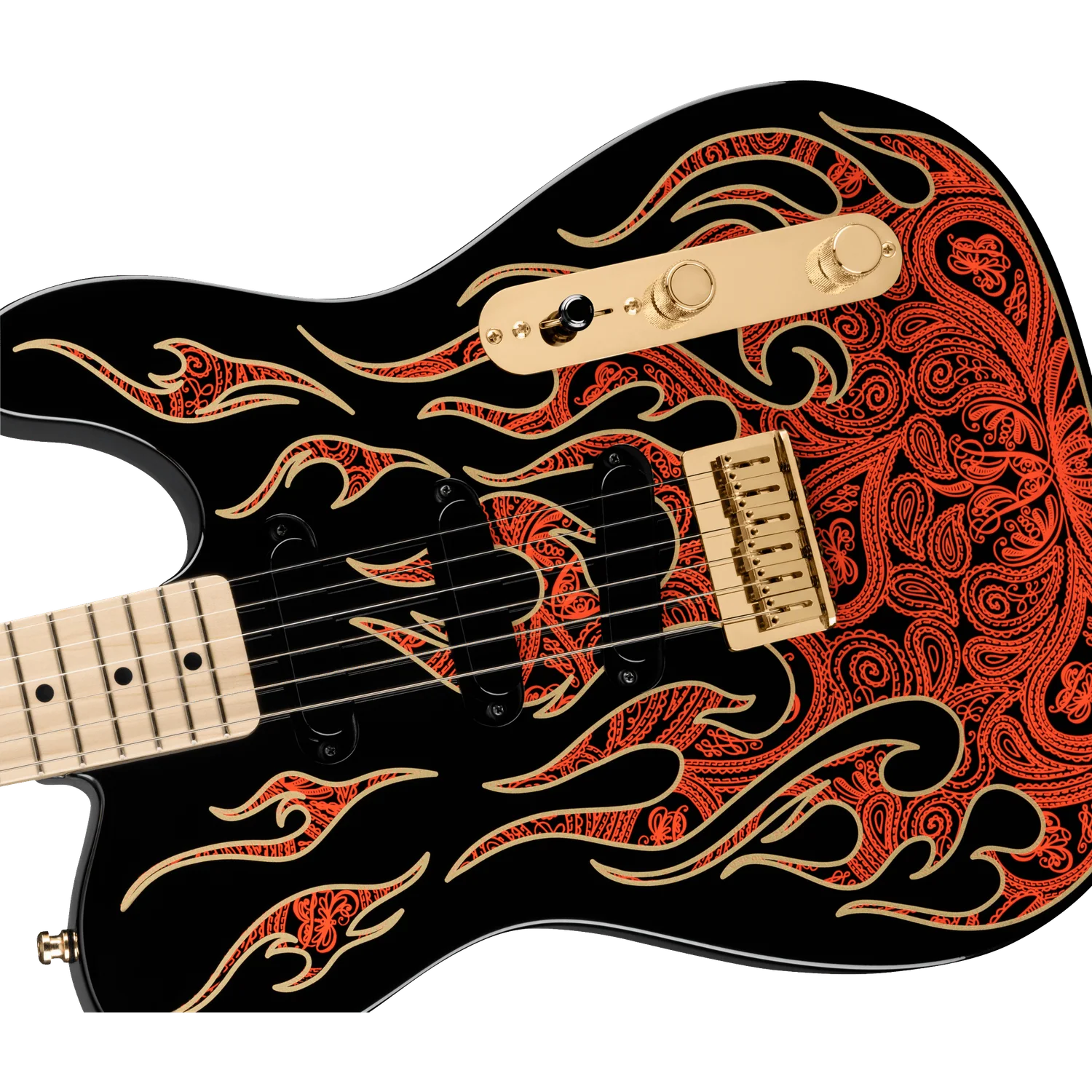Fender James Burton Telecaster Electric Guitar, Maple Fingerboard, Red Paisley Flames - Image 2