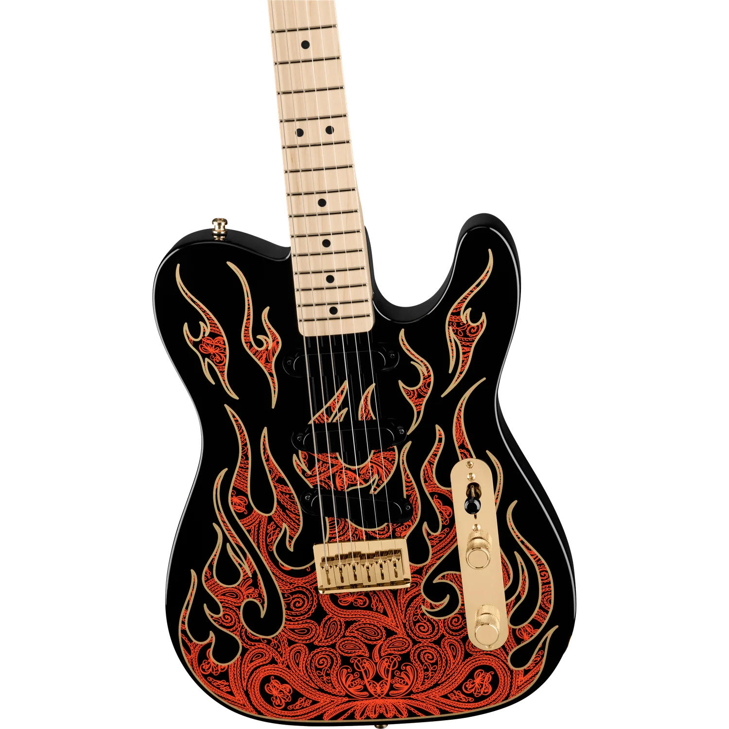 Fender James Burton Telecaster Electric Guitar, Maple Fingerboard, Red Paisley Flames - Image 3