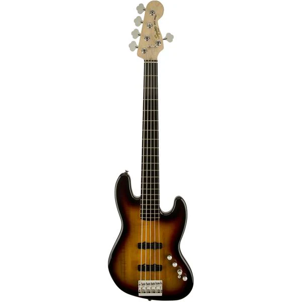 Fender Squier Deluxe Jazz Bass Active V 5 String Bass Guitar - 3 Tone Sunburst