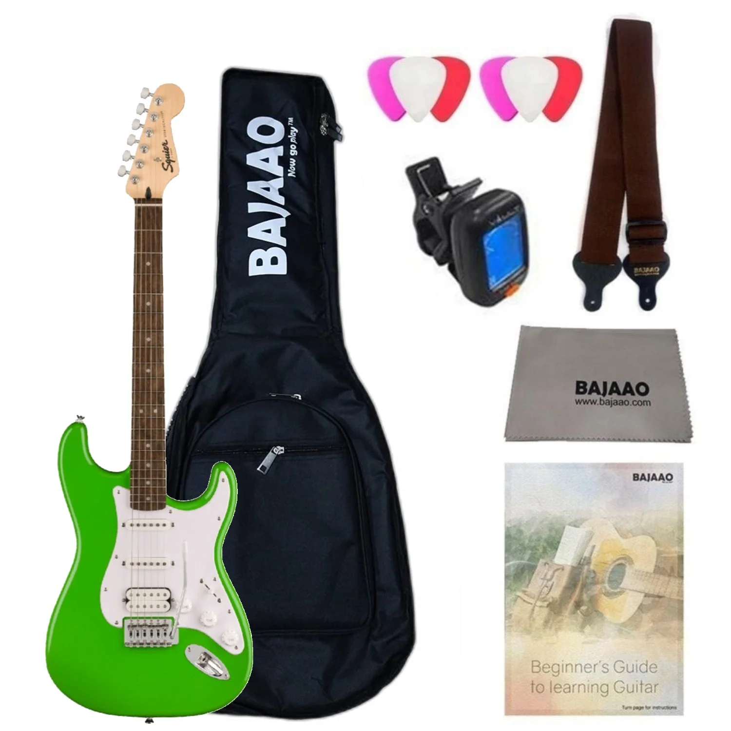 Fender Squier Sonic Stratocaster Electric Guitar with Bag,Polishing Cloth, Strap, Tuner, Pick and Ebook - Image 21