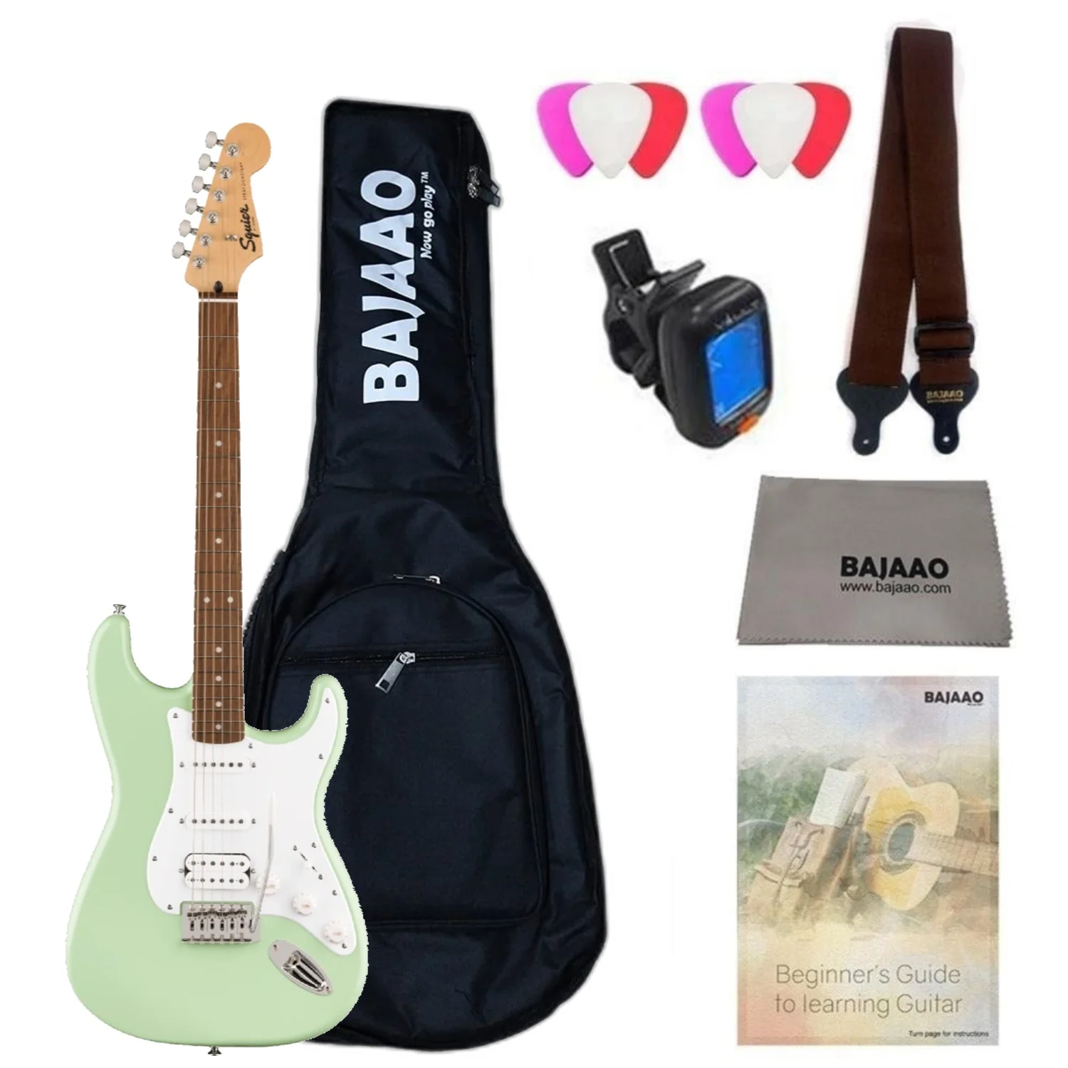 Fender Squier Sonic Stratocaster Electric Guitar with Bag,Polishing Cloth, Strap, Tuner, Pick and Ebook - Image 49