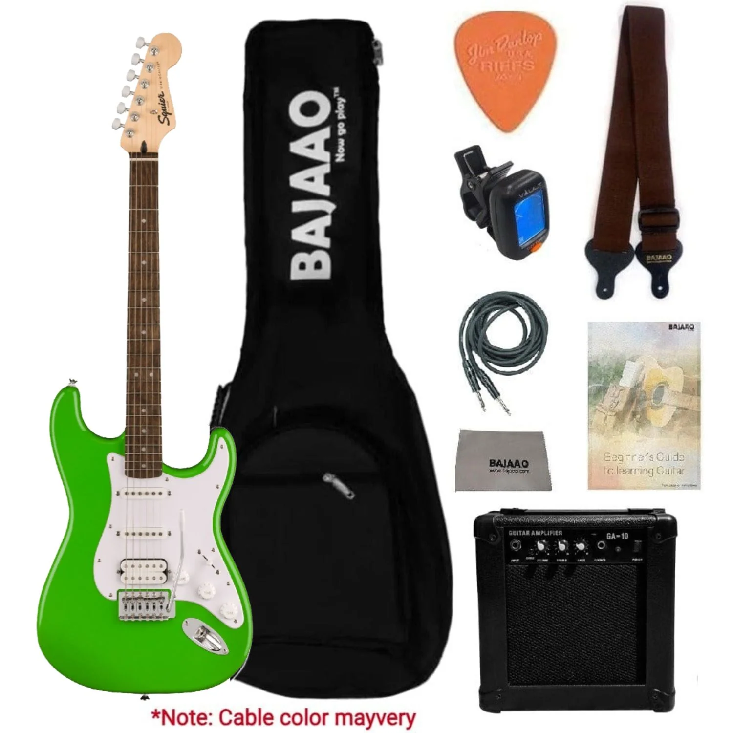 Fender Squier Sonic Stratocaster Electric Guitar with Guitar Amplifier, Gigbag,Polishing Cloth, Strap, Tuner, Pick, Cable and Ebook - Image 21