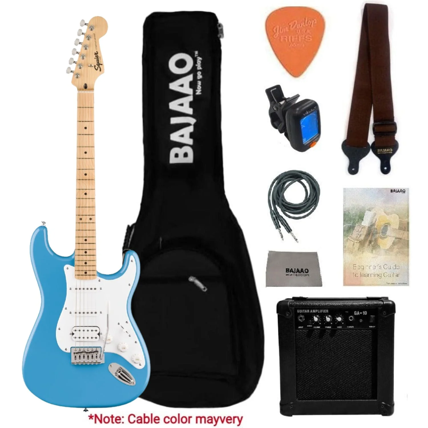 Fender Squier Sonic Stratocaster Electric Guitar with Guitar Amplifier, Gigbag,Polishing Cloth, Strap, Tuner, Pick, Cable and Ebook - Image 35