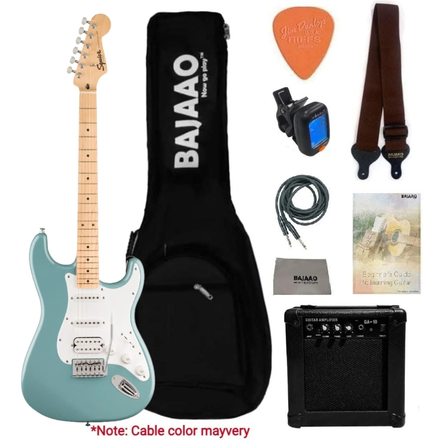 Fender Squier Sonic Stratocaster Electric Guitar with Guitar Amplifier, Gigbag,Polishing Cloth, Strap, Tuner, Pick, Cable and Ebook - Image 42