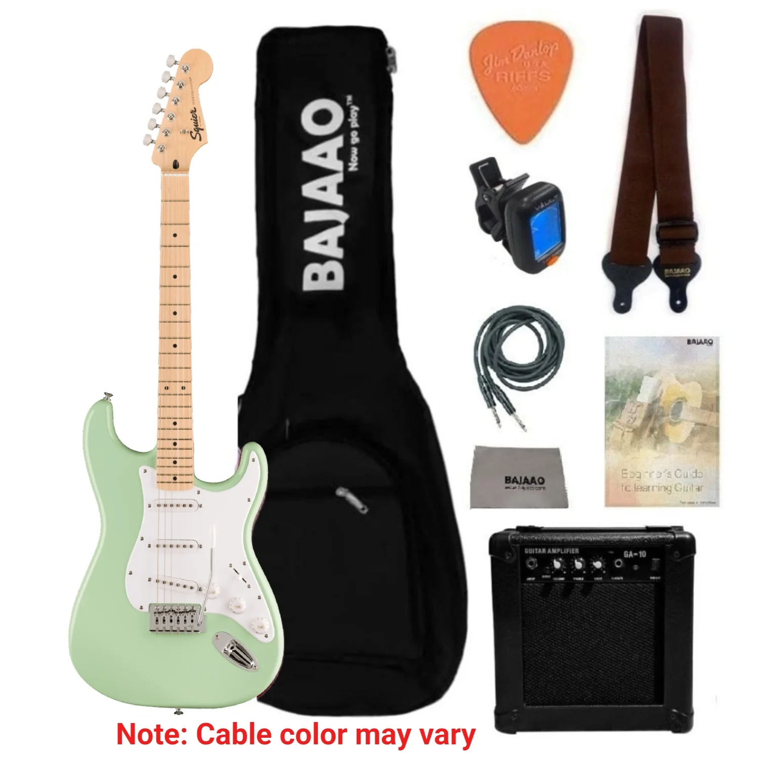 Fender Squier Sonic Stratocaster Electric Guitar with Guitar Amplifier, Gigbag,Polishing Cloth, Strap, Tuner, Pick, Cable and Ebook - Image 6