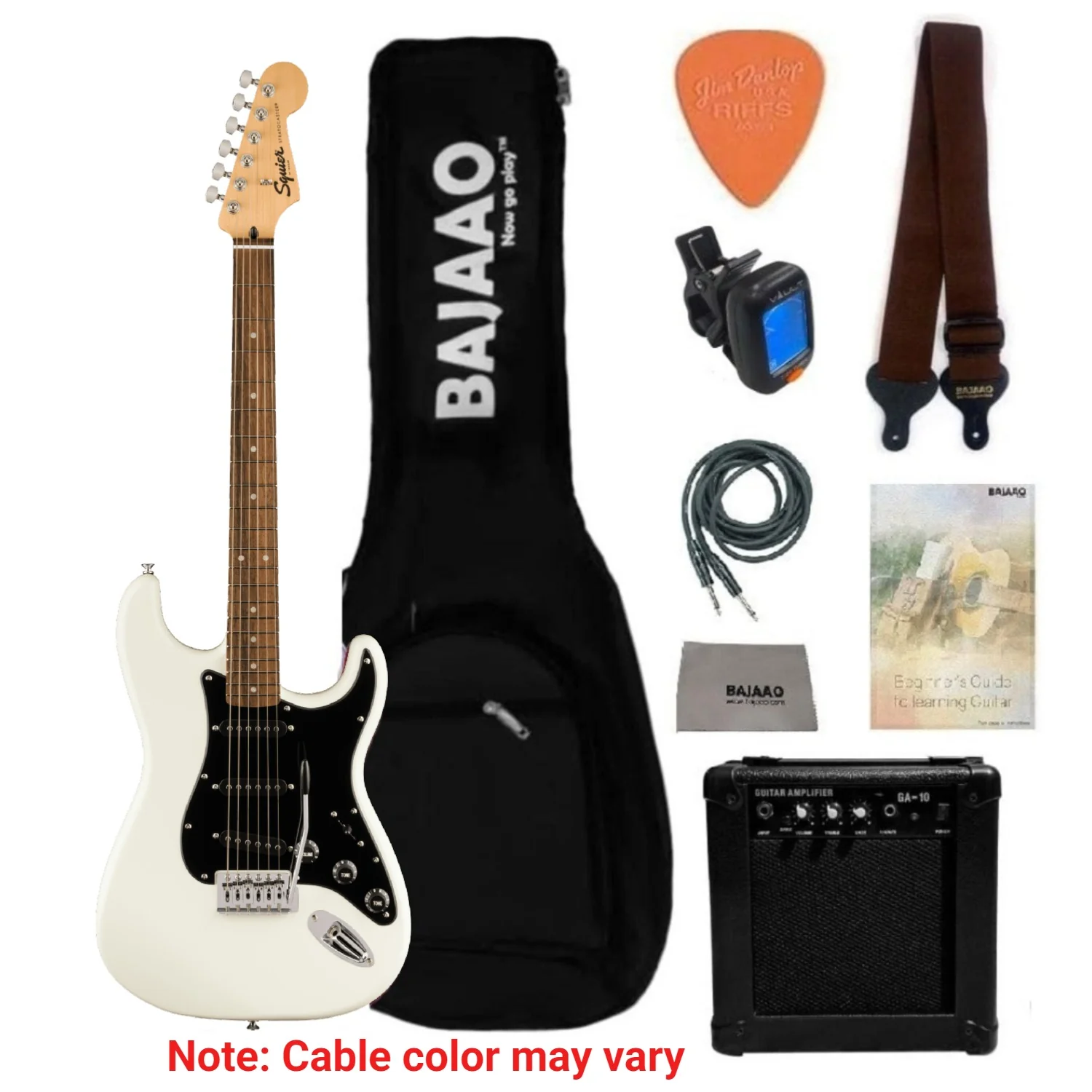 Fender Squier Sonic Stratocaster Electric Guitar with Guitar Amplifier, Gigbag,Polishing Cloth, Strap, Tuner, Pick, Cable and Ebook - Image 70
