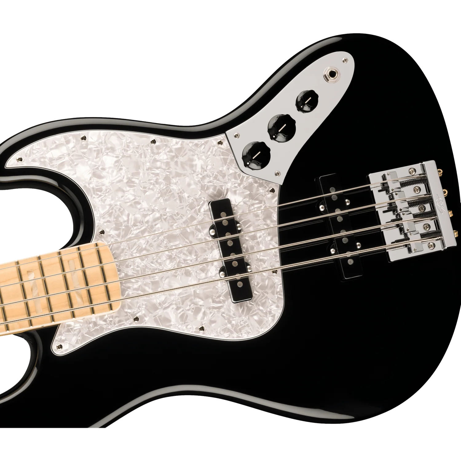 Fender U.S.A. Geddy Lee Jazz Bass Guitar, Maple Fingerboard, Black - Image 2