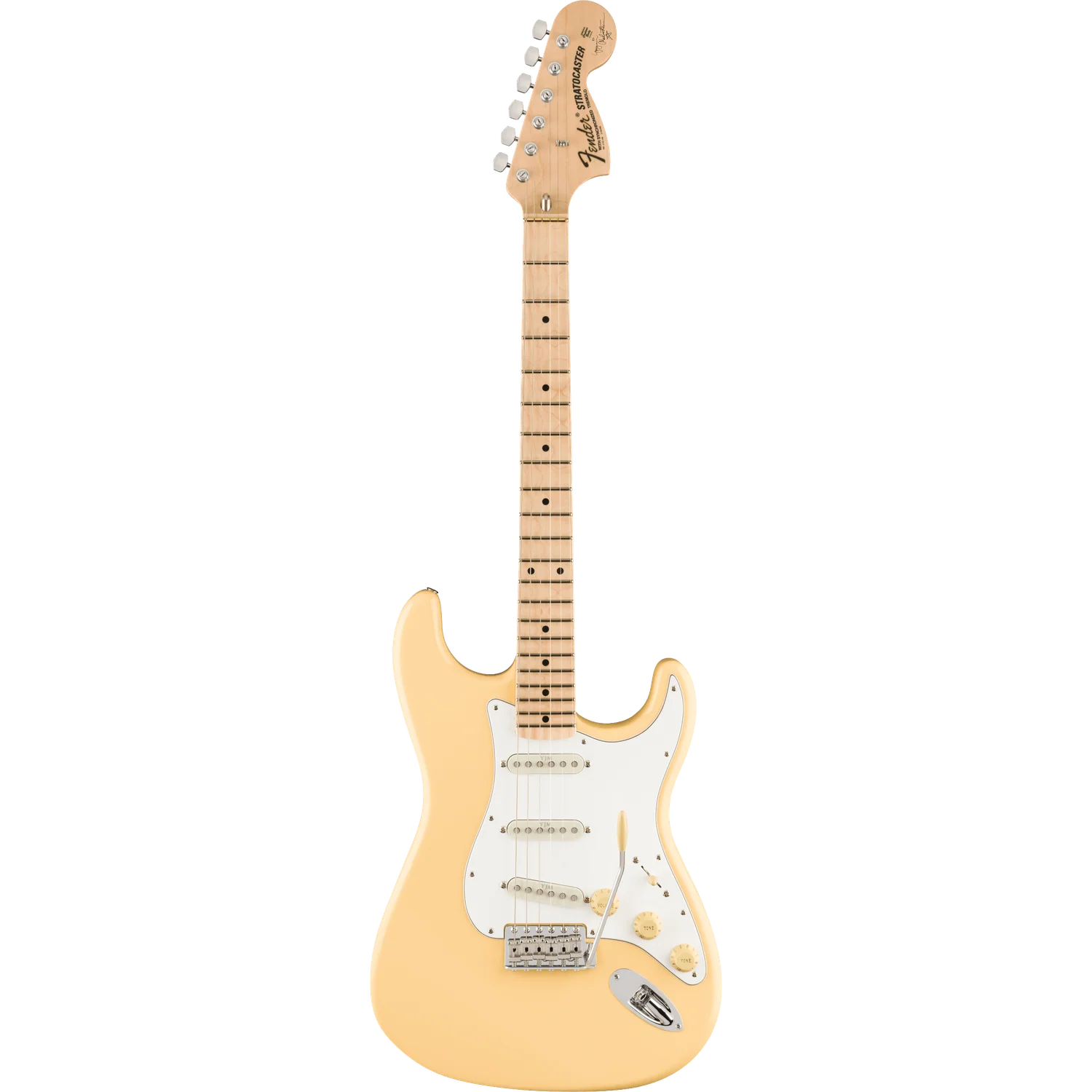 Fender Yngwie Malmsteen Stratocaster Electric Guitar, Scalloped Maple Fingerboard, Vintage White