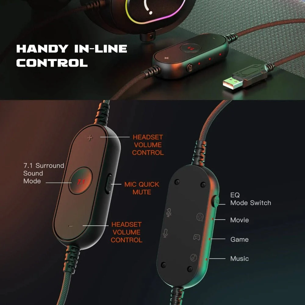 Fifine H6-7.1 Surround Sound RGB Wired Gaming Headphone - Image 3
