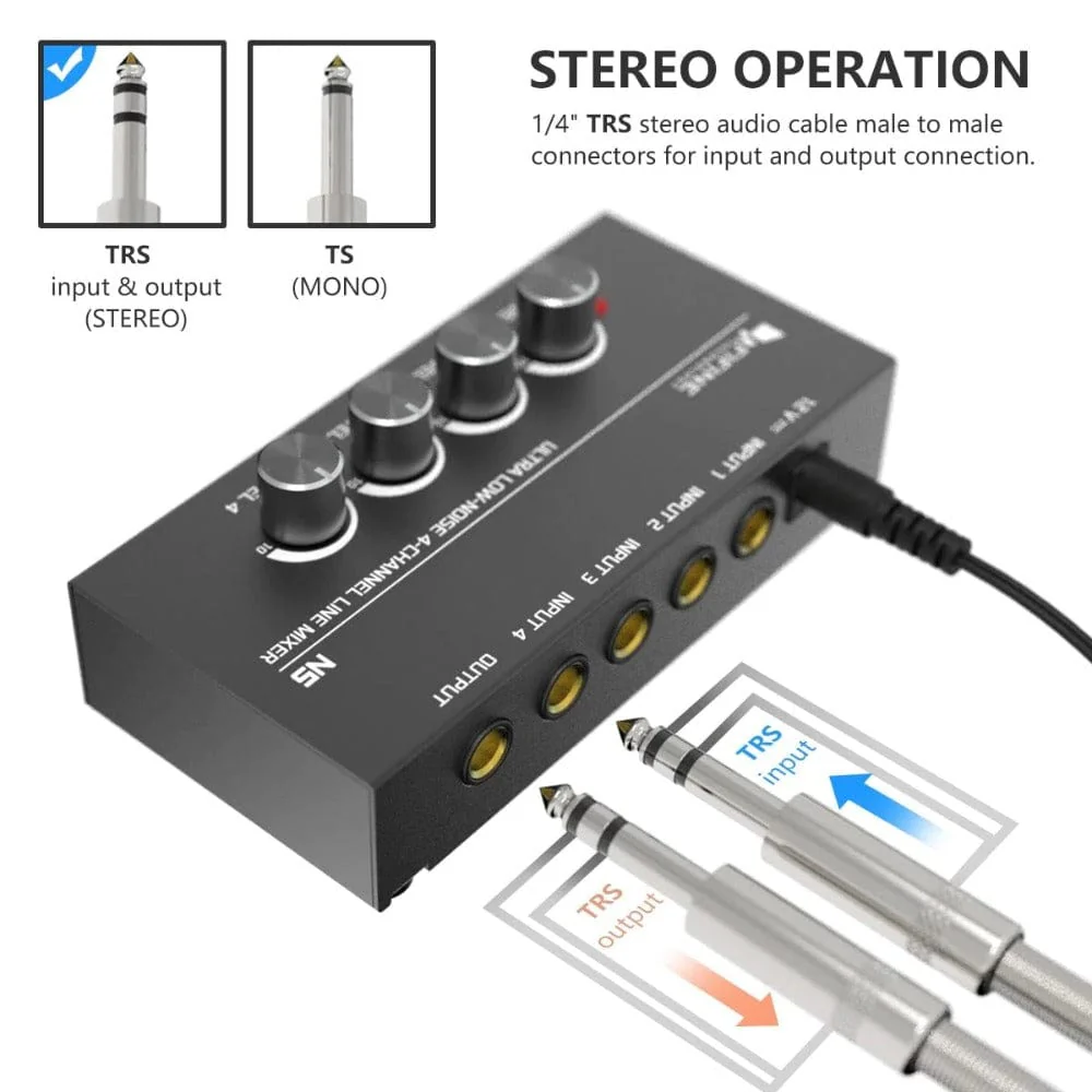 Fifine N5 4 Channel Line Headphone Amplifier Mixer - Image 7