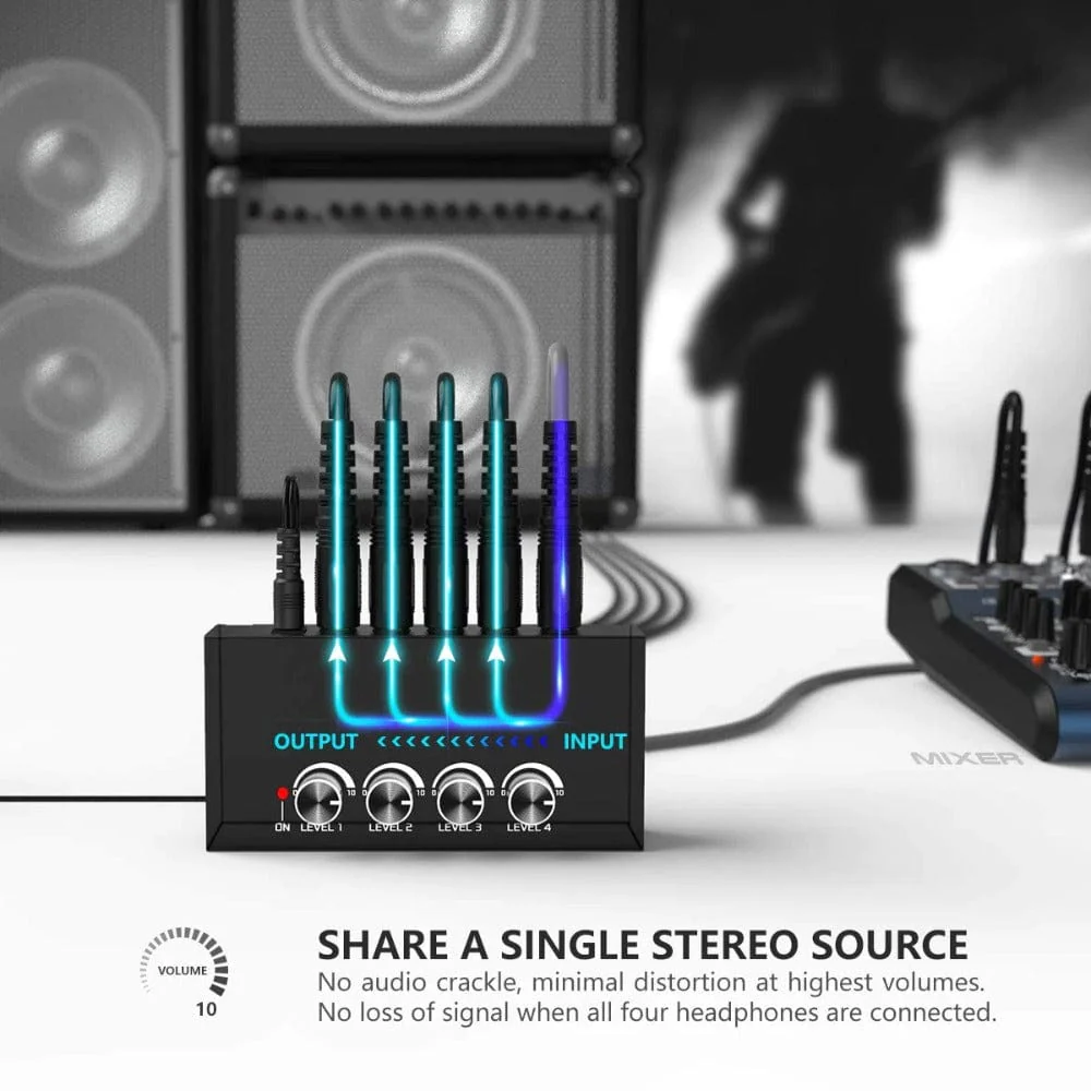 Fifine N6 4 Channel Stereo Headphone Amplifier Mixer - Image 8