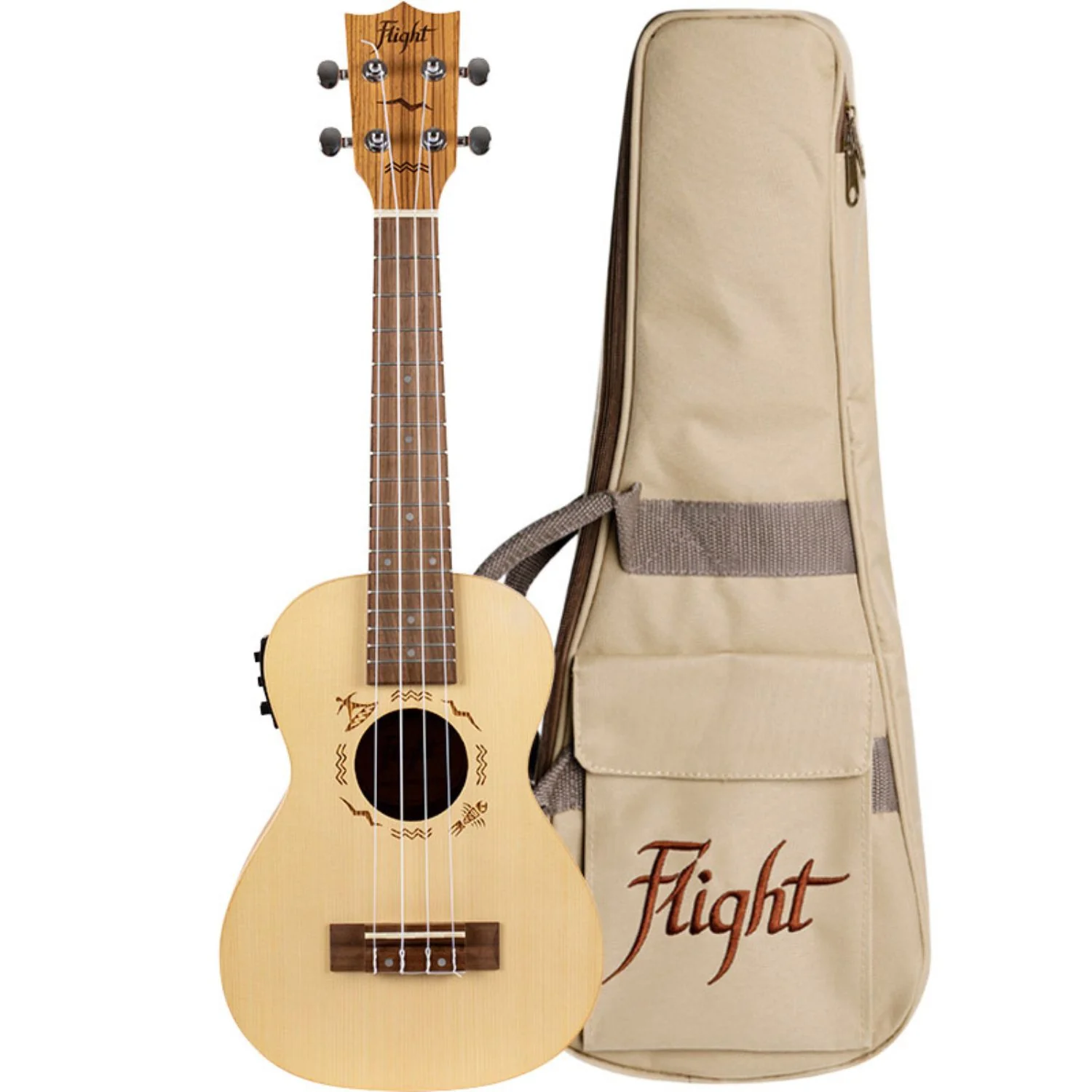 Flight DUC525EQ SP/ZEB Electric Concert Ukulele with Bag - Image 2