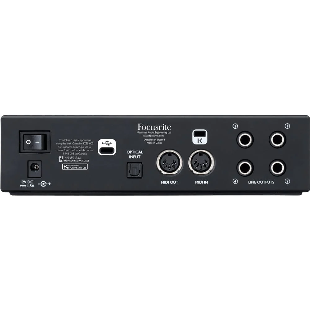 Focusrite Clarett 2Pre 10-In, 4-Out USB Audio Interface - Image 4