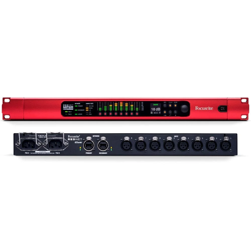 Focusrite RedNet MP8R 8-Channel Remote-Controlled Mic Pre and A/D for Dante Audio Interfaces