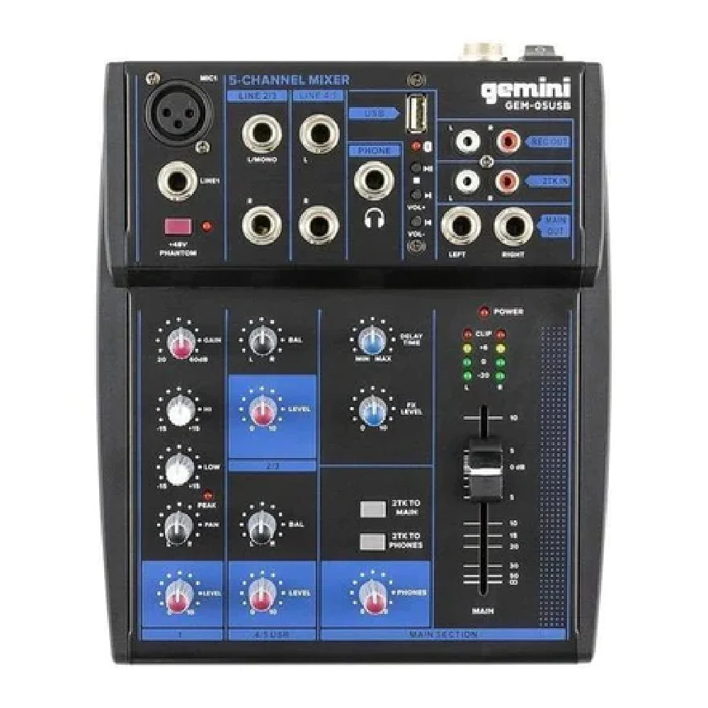 Gemini GEM-05USB Compact 5 Channel Bluetooth Mixer