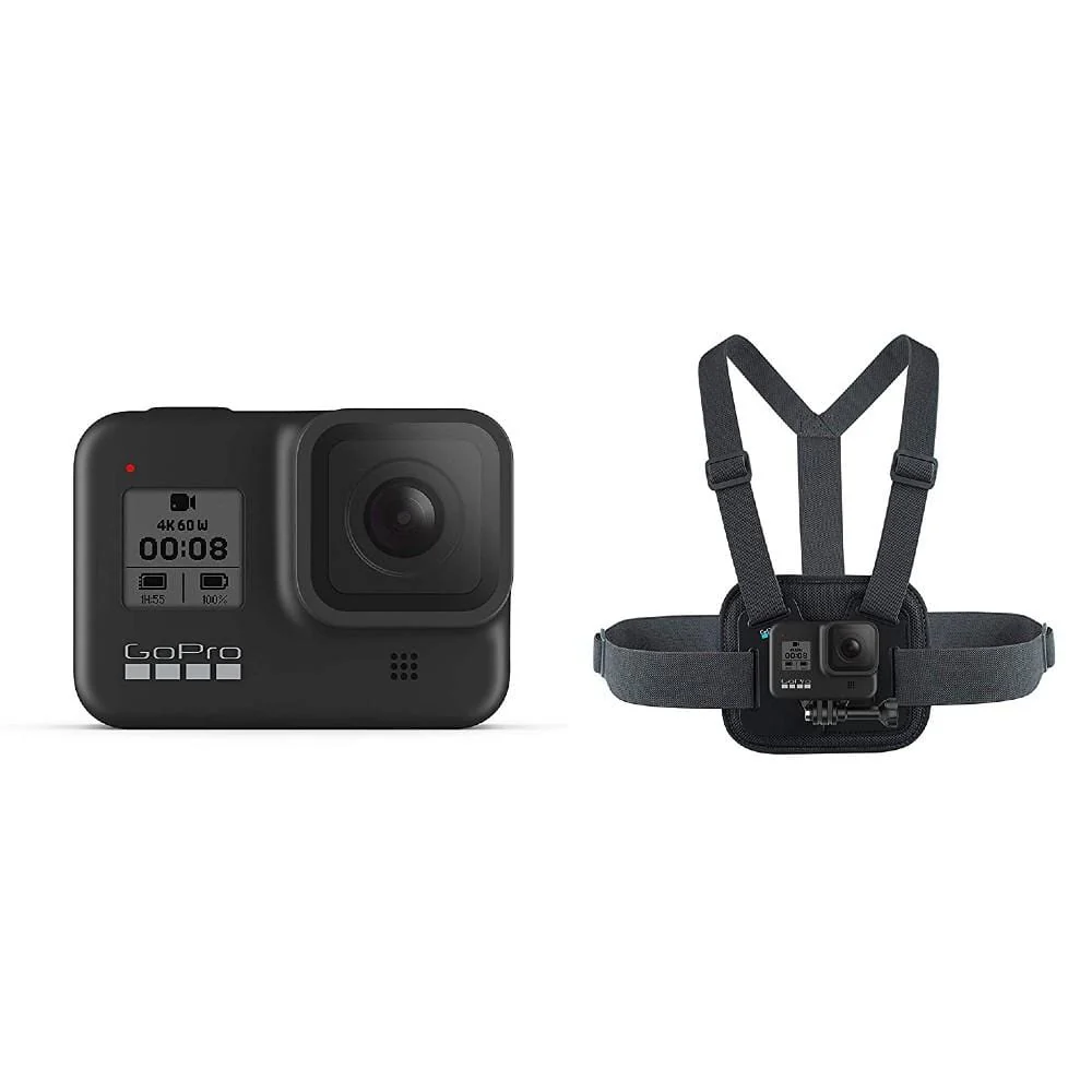 GoPro Hero 8 Hypersmooth Streamlined 4k Action Camera With Chesty- Black with 2 Year Warranty