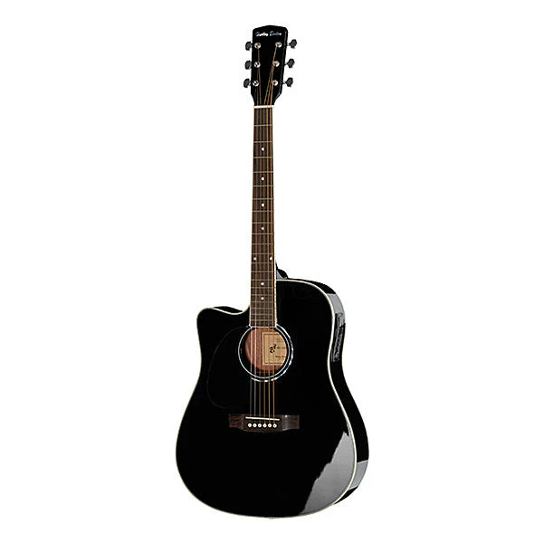 Harley Benton D-120CE LH Dreadnought Cutaway Electro Acoustic Guitar - Black Gloss