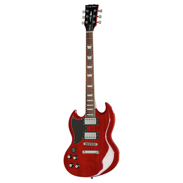 Harley Benton DC-580 Left Handed Vintage Series Electric Guitar - Cherry High Gloss