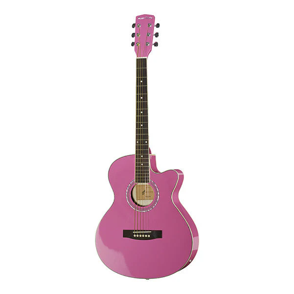 Harley Benton EAX-10 Cutaway Electro Acoustic Guitar - Pink High Gloss