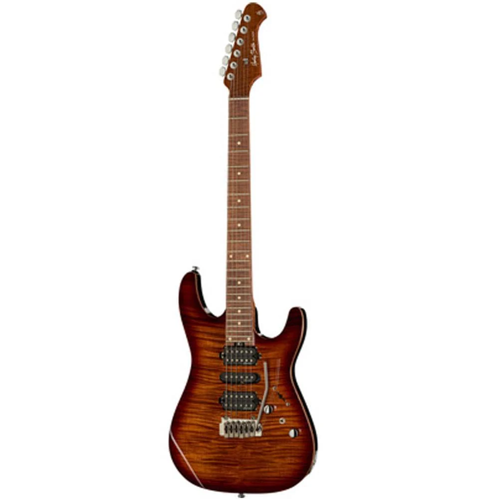 Harley Benton Fusion II HSH  6 String Electric Guitar - Flamed Maple - Flamed Bengal Burst