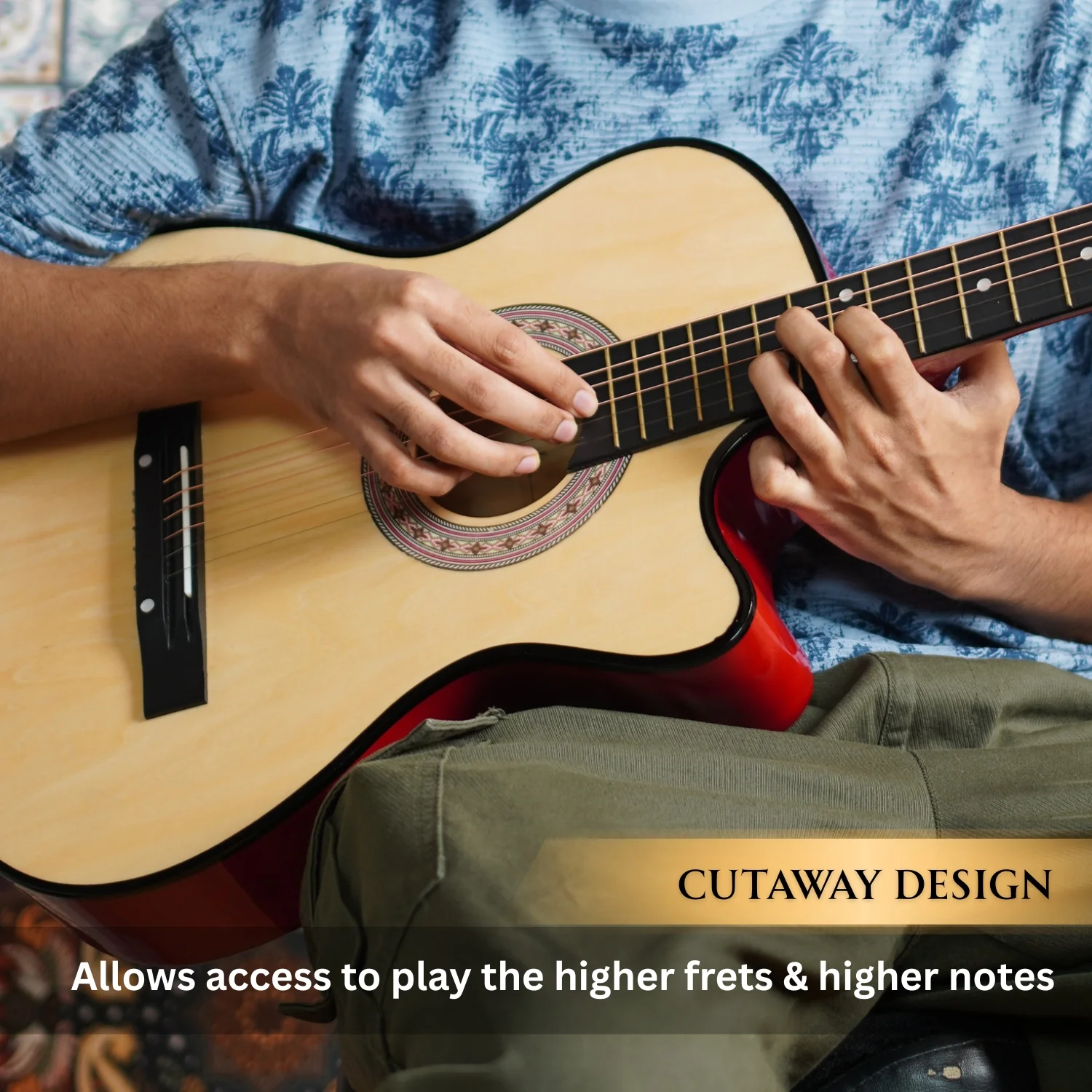 Henrix 38C 38 Inch Cutaway Acoustic Guitar with Dual Action Truss Rod, Gigbag, Picks, String Set, Strap, Cloth & Ebook - Image 58