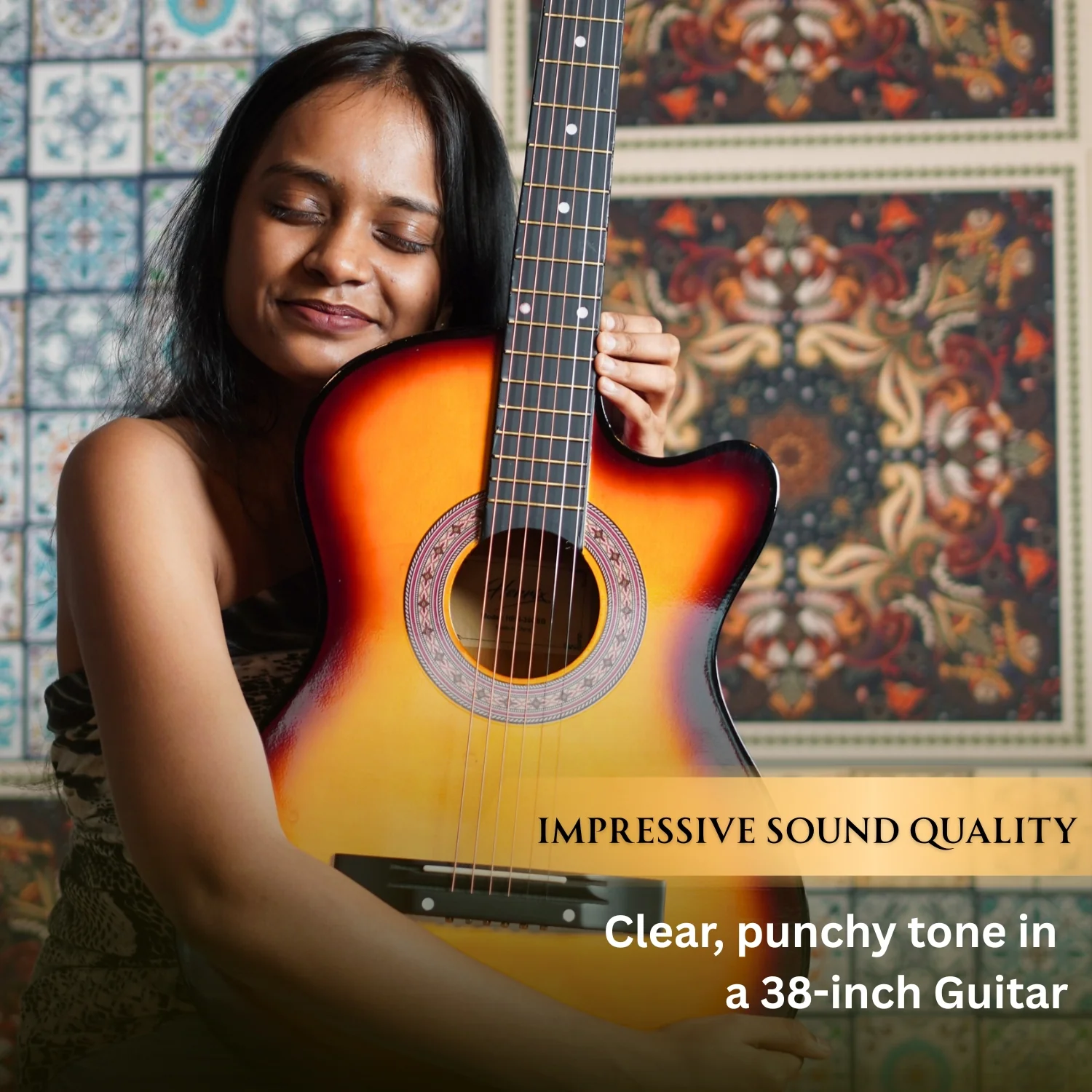 Henrix 38C 38 Inch Cutaway Acoustic Guitar with Dual Action Truss Rod, Gigbag, Picks, String Set, Strap, Cloth & Ebook - Image 84