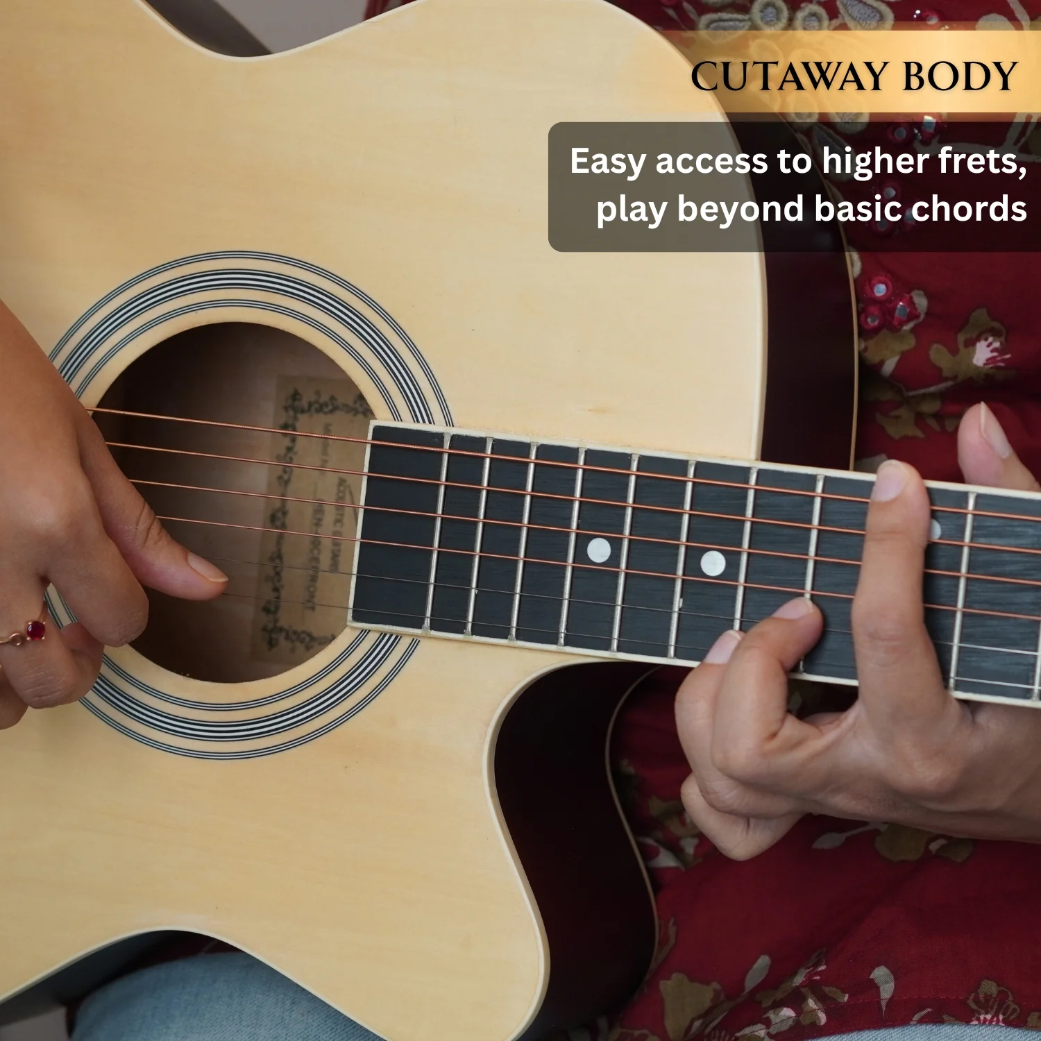 Henrix PRO 40C 40-Inch Cutaway Acoustic Guitar with Dual Action Truss Rod, Gigbag, Picks, String Set, Strap, Cloth & Ebook - Image 10