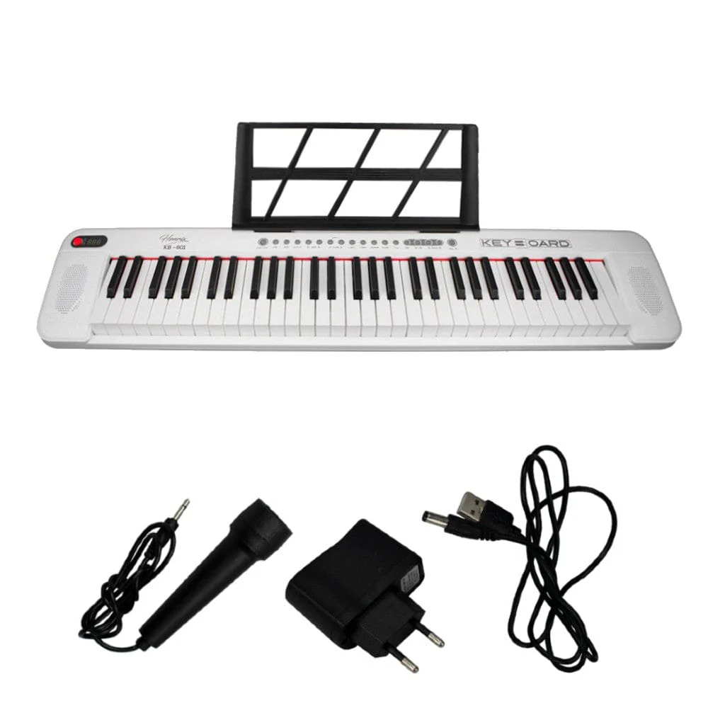 Henrix KB-601 Portable 61 Full Size Keys Keyboard with Adapter and Microphone - Image 8