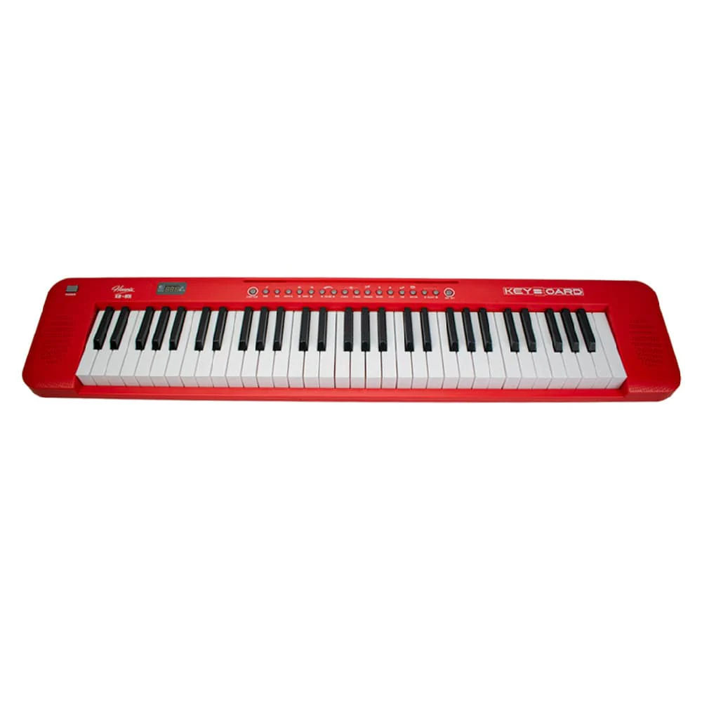 Henrix KB-601 Portable 61 Full Size Keys Keyboard with Adapter and Microphone - Red - Open Box - Image 2