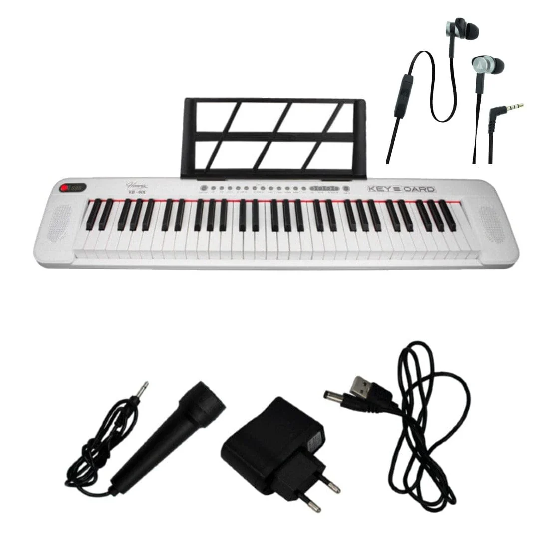 Henrix KB-601 Portable 61 Full Size Keys Keyboard with Adapter and Microphone - Image 25