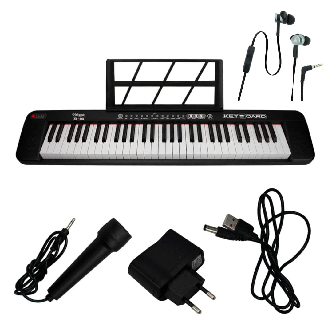 Henrix KB-601 Portable 61 Full Size Keys Keyboard with Adapter and Microphone - Image 26