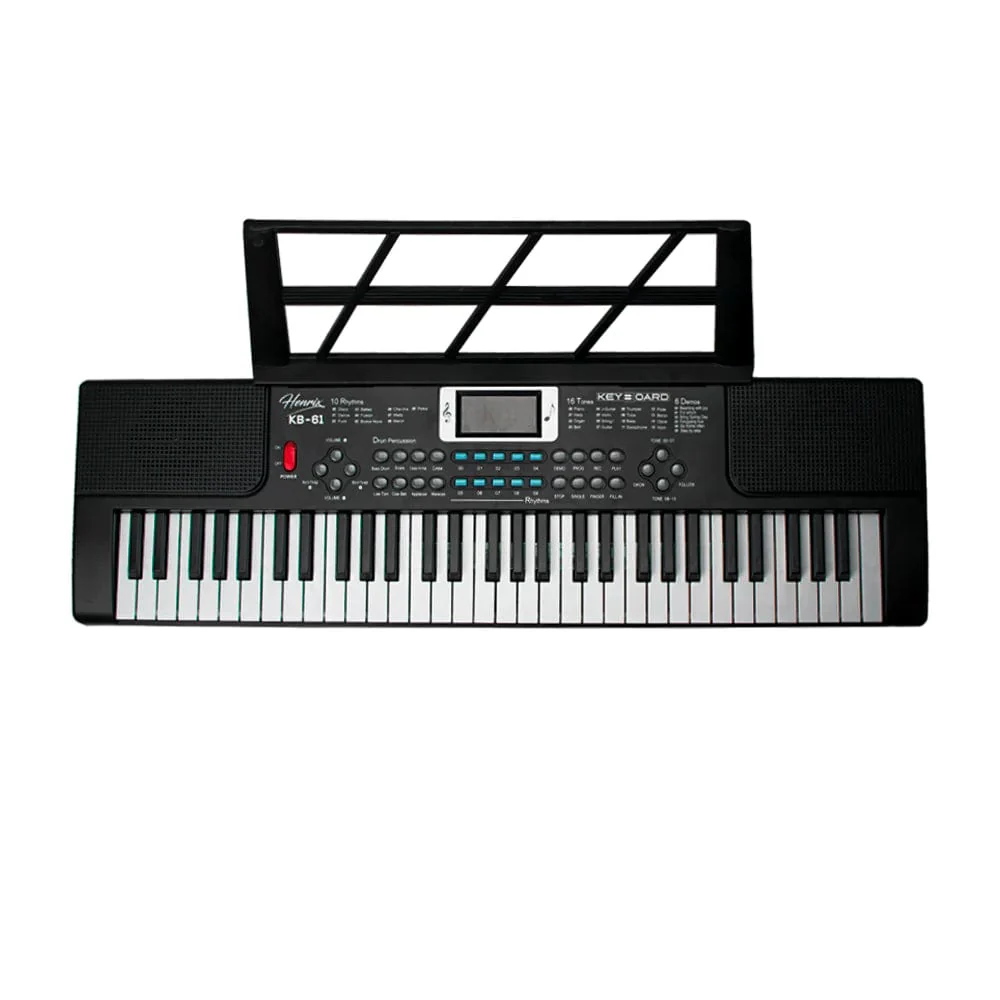 Henrix KB-61 Portable 61 Mini Key Keyboard with Adapter and Microphone - Open Box - Image 2