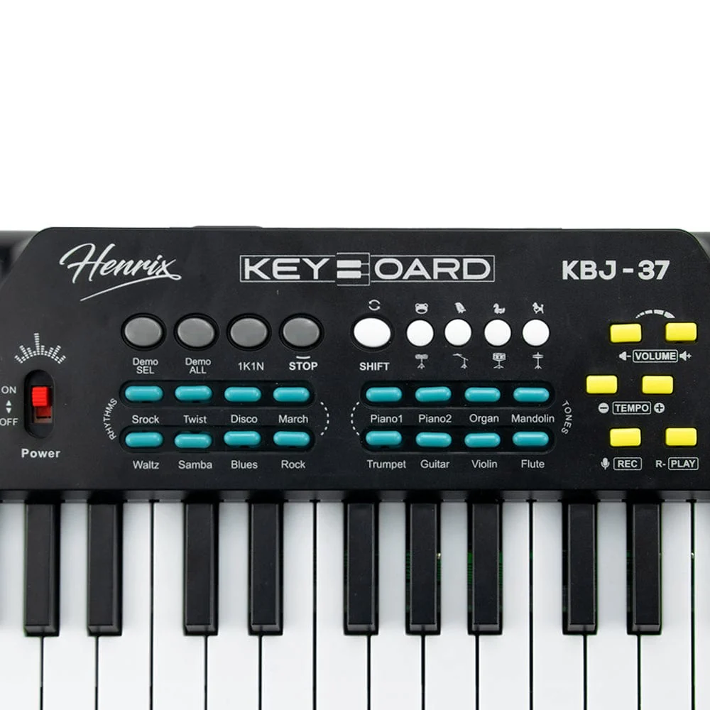 Henrix KBJ-37 37 Key Junior Keyboard with Microphone - Open Box - Image 5