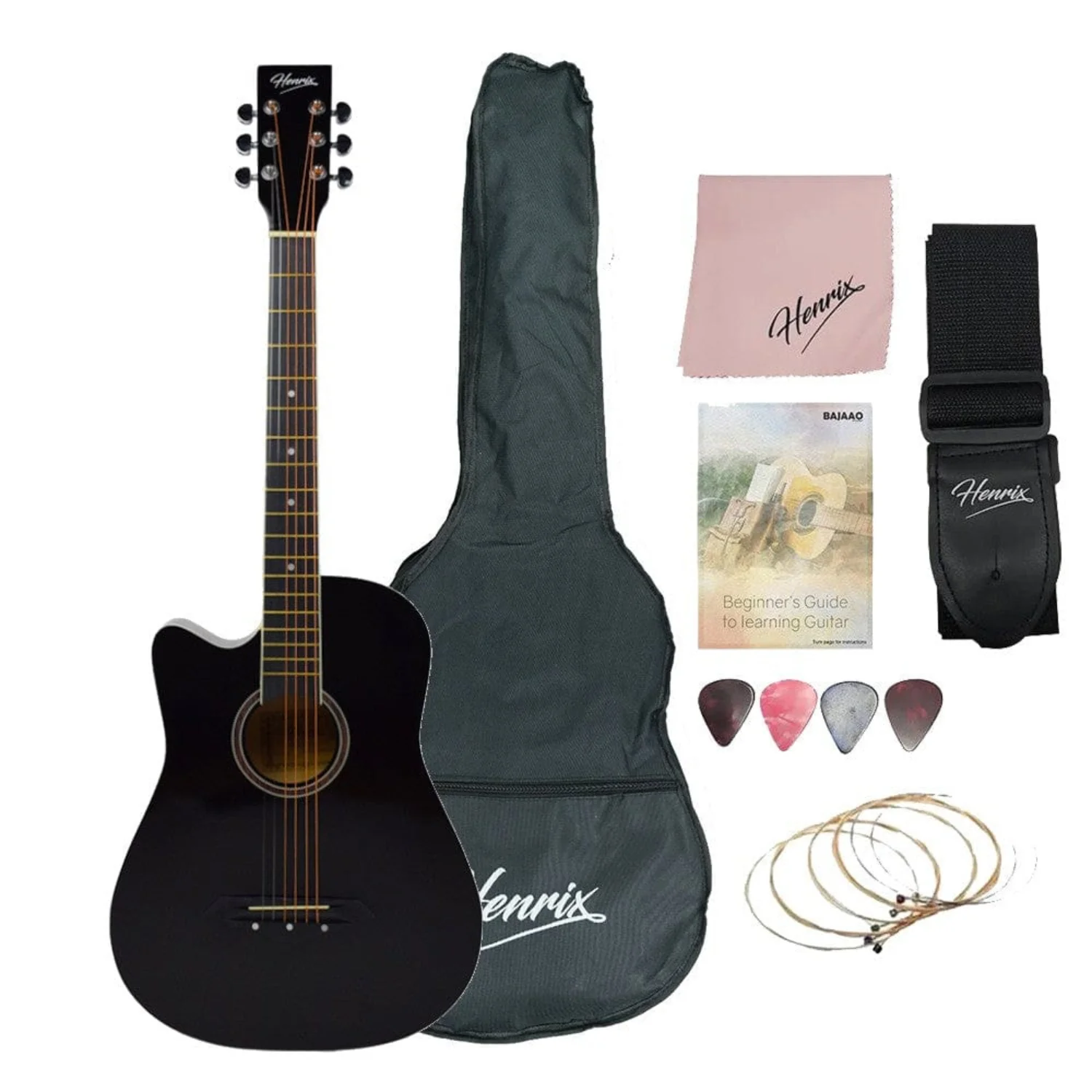 Henrix PRO 38C 38 Inch 6 String Cutaway Acoustic Guitar - Image 50