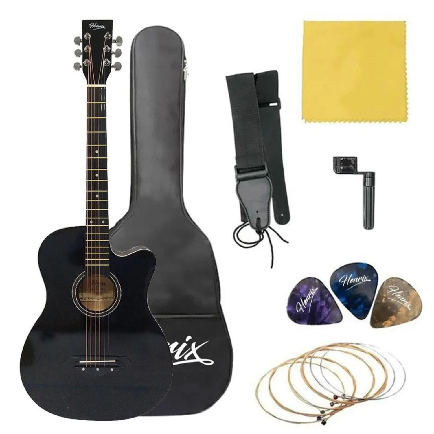 Henrix PRO 38C 38 Inch 6 String Cutaway Acoustic Guitar - Image 6