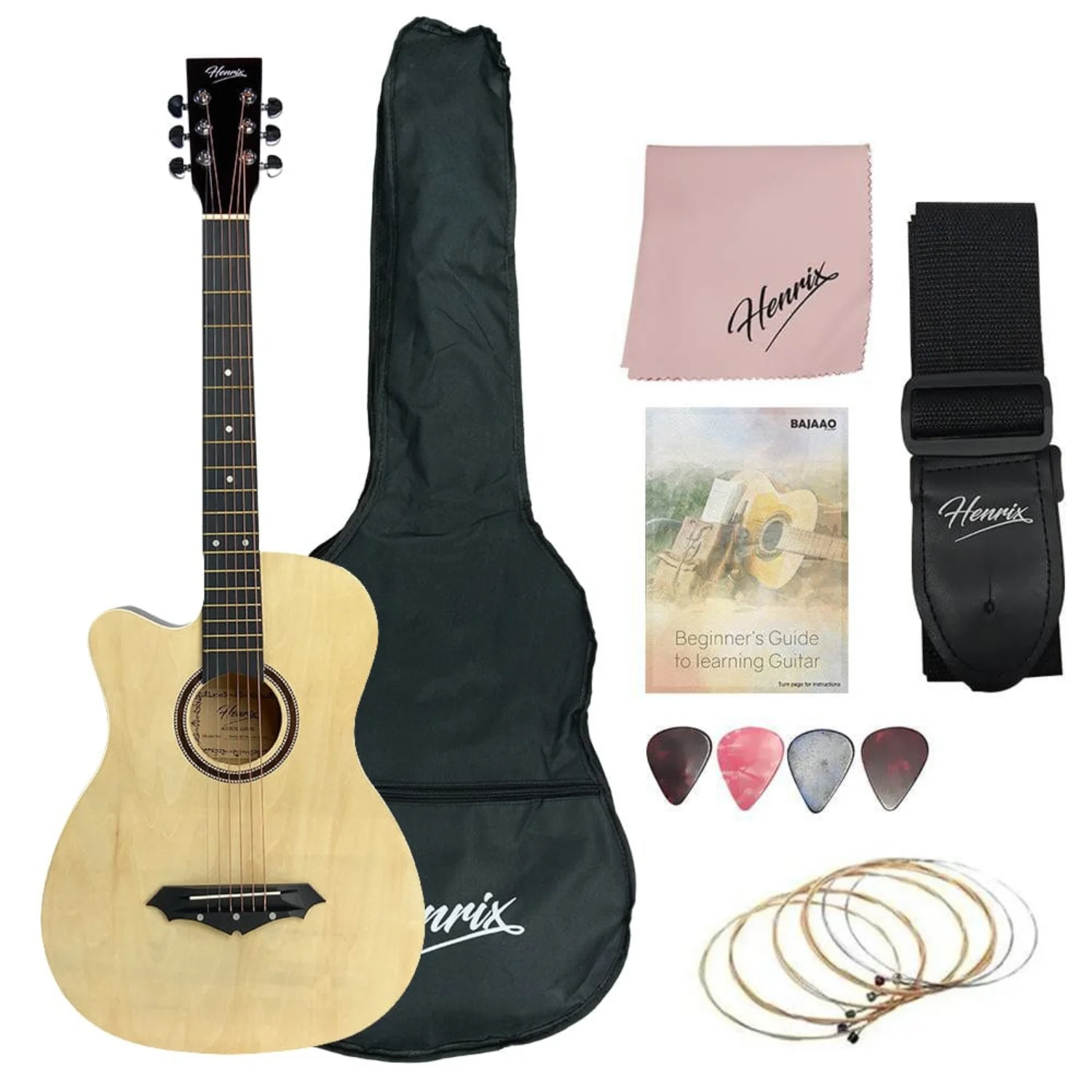 Henrix PRO 38C 38 Inch 6 String Cutaway Acoustic Guitar - Image 9