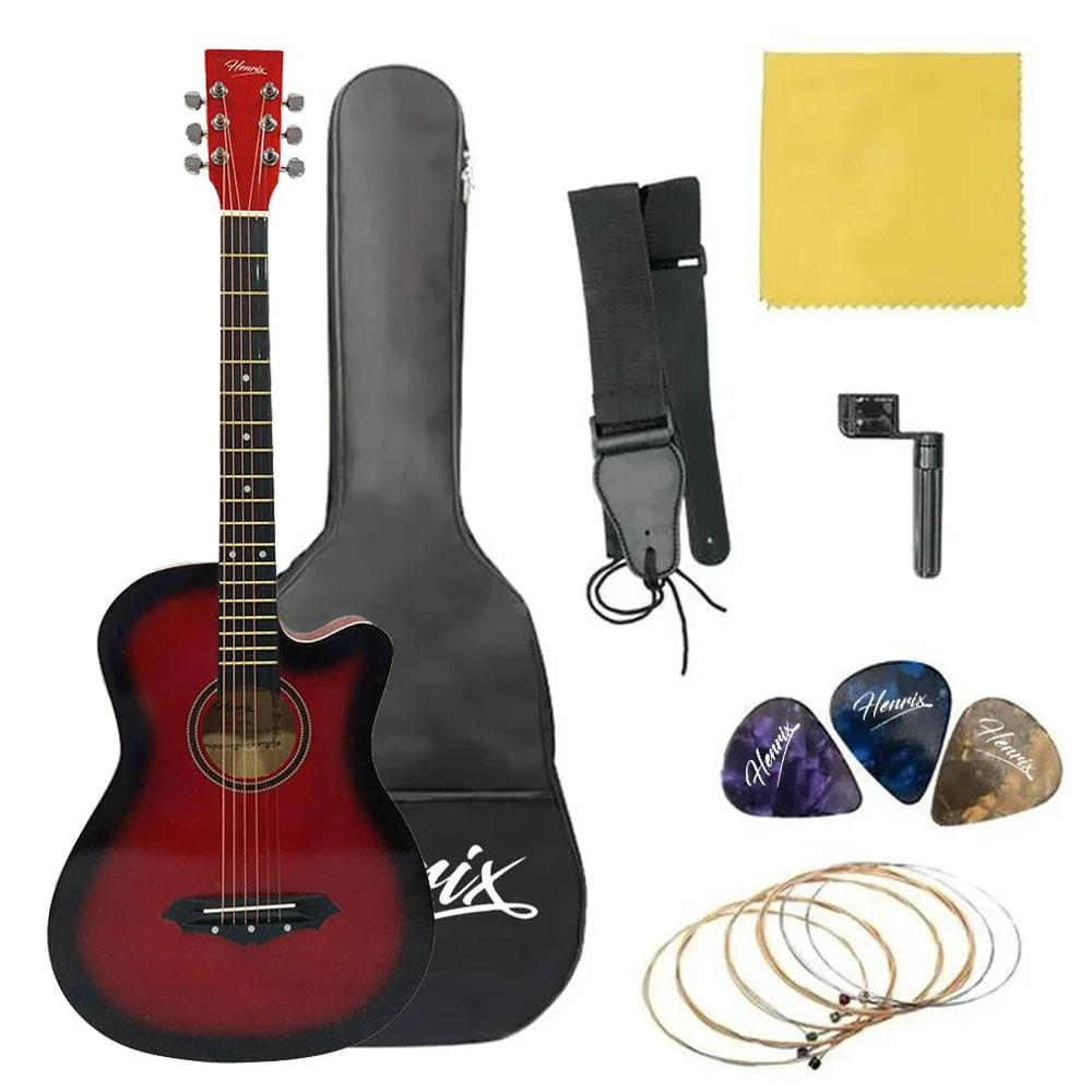 Henrix PRO 38 Inch 6 String Cutaway Acoustic Guitar - Open Box