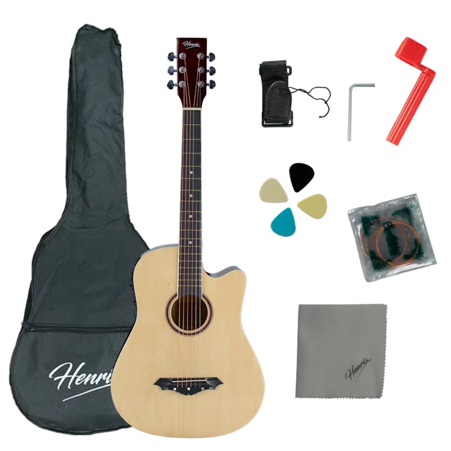 Henrix PRO 38C 38 Inch 6 String Cutaway Acoustic Guitar - Open Box