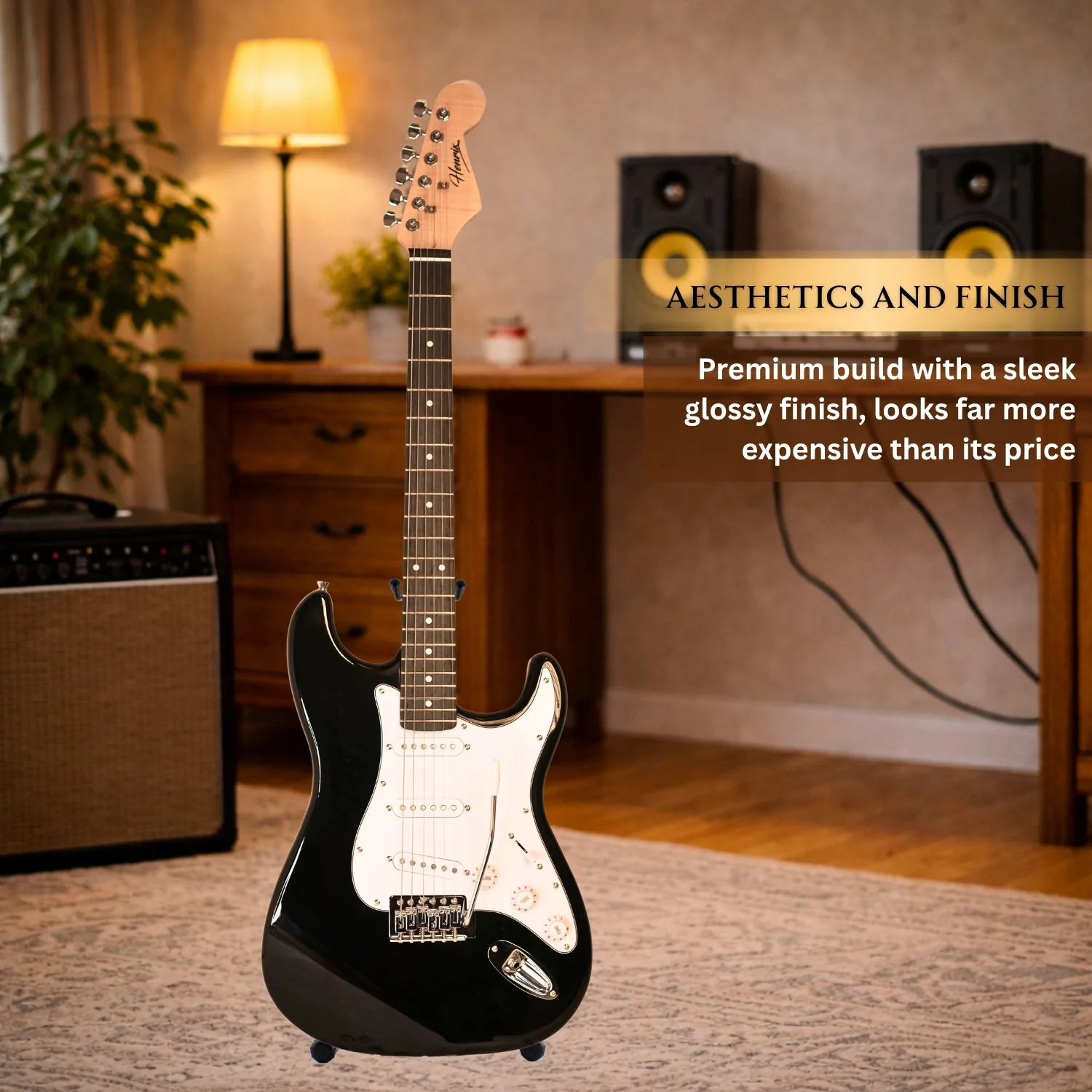 Henrix ST 6 String Strat Style Electric Guitar with Amplifier, Gigbag, Tuner, Strap, Picks, Polishing Cloth, Cable & E-Book - Image 6